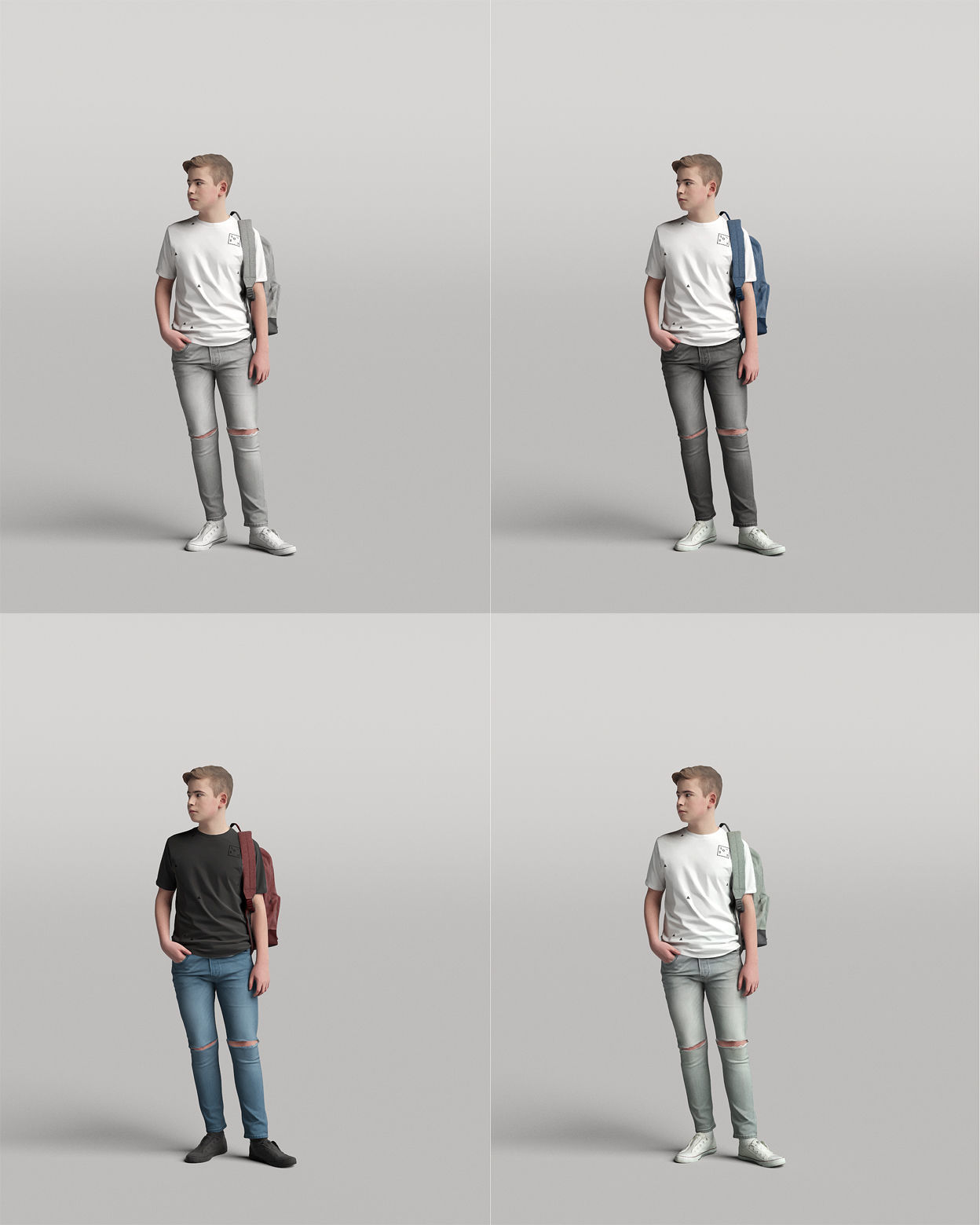 Humano 20-Collection 04 -  DIVERSE POSED PEOPLE - 20x 3D models  3D model_31