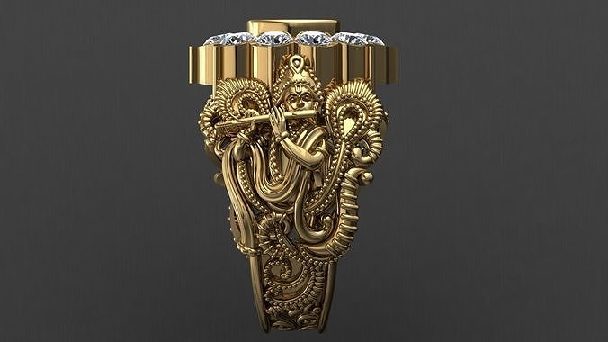Krishana ji  Antique Gents Men Ring 3D print model