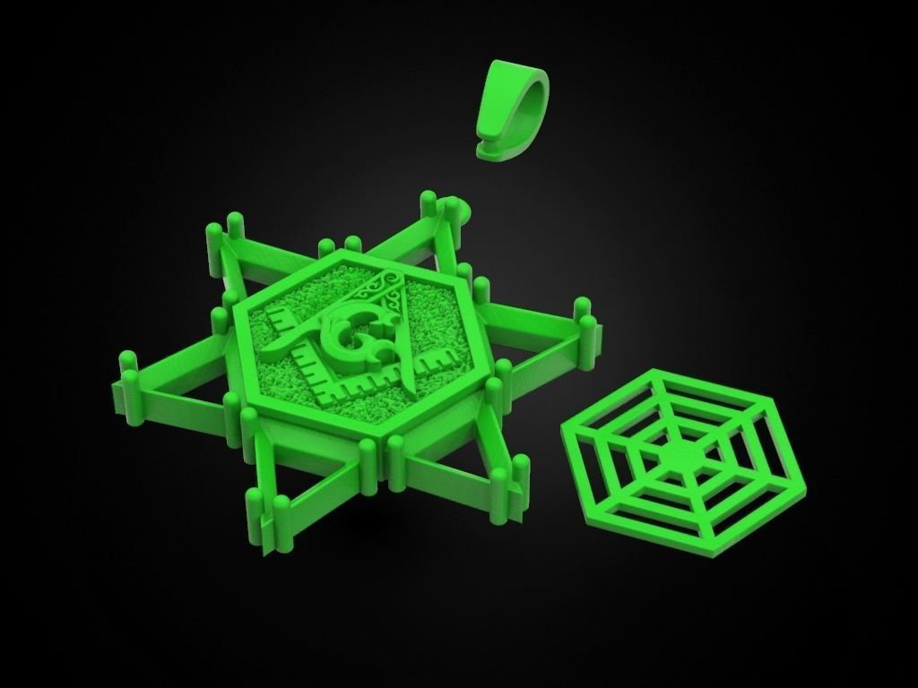 Pendant Hexagon Masonic Star 3D print model_6