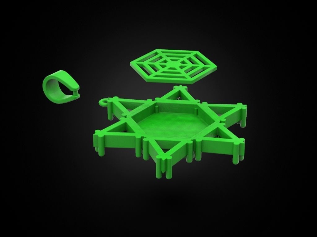 Pendant Hexagon Masonic Star 3D print model_7