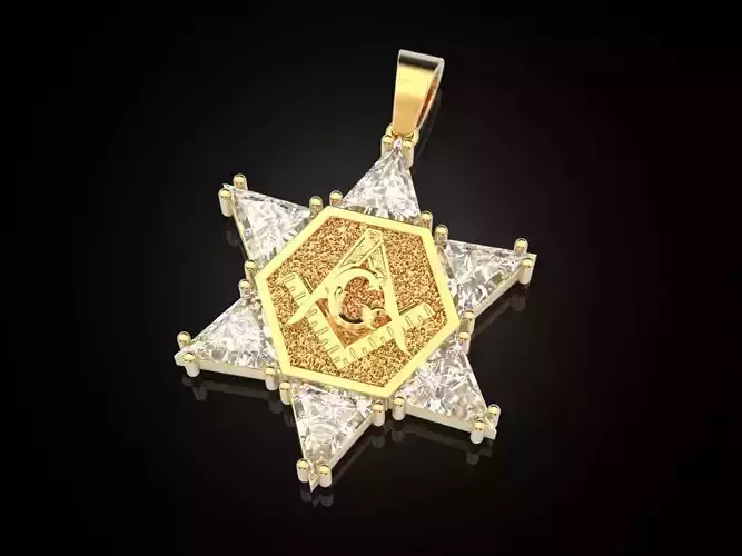 Pendant Hexagon Masonic Star