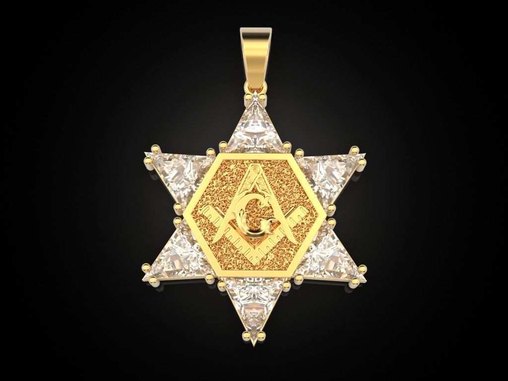 Pendant Hexagon Masonic Star 3D print model_2