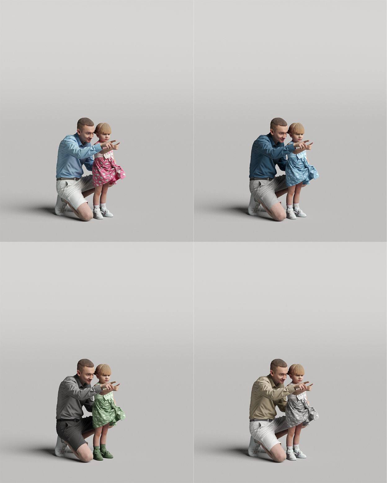 Humano 20-Collection 05 - CASUAL FAMILY PEOPLE - 20x 3D models  3D model_19