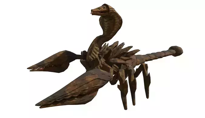 Snake Scorpion Fantasy Creature rigged and animated Low-poly 3D model
