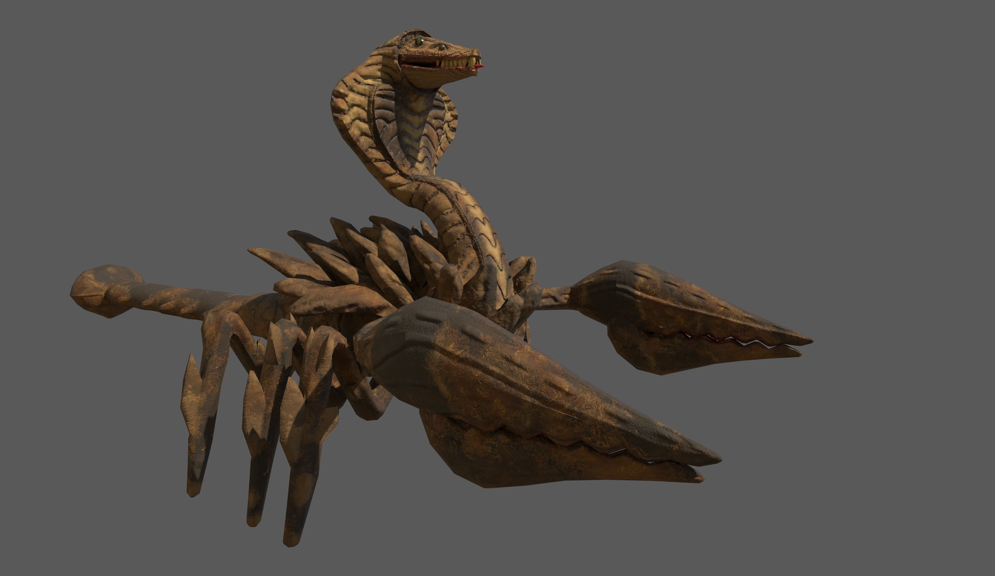 Snake Scorpion Fantasy Creature rigged and animated Low-poly 3D model_7