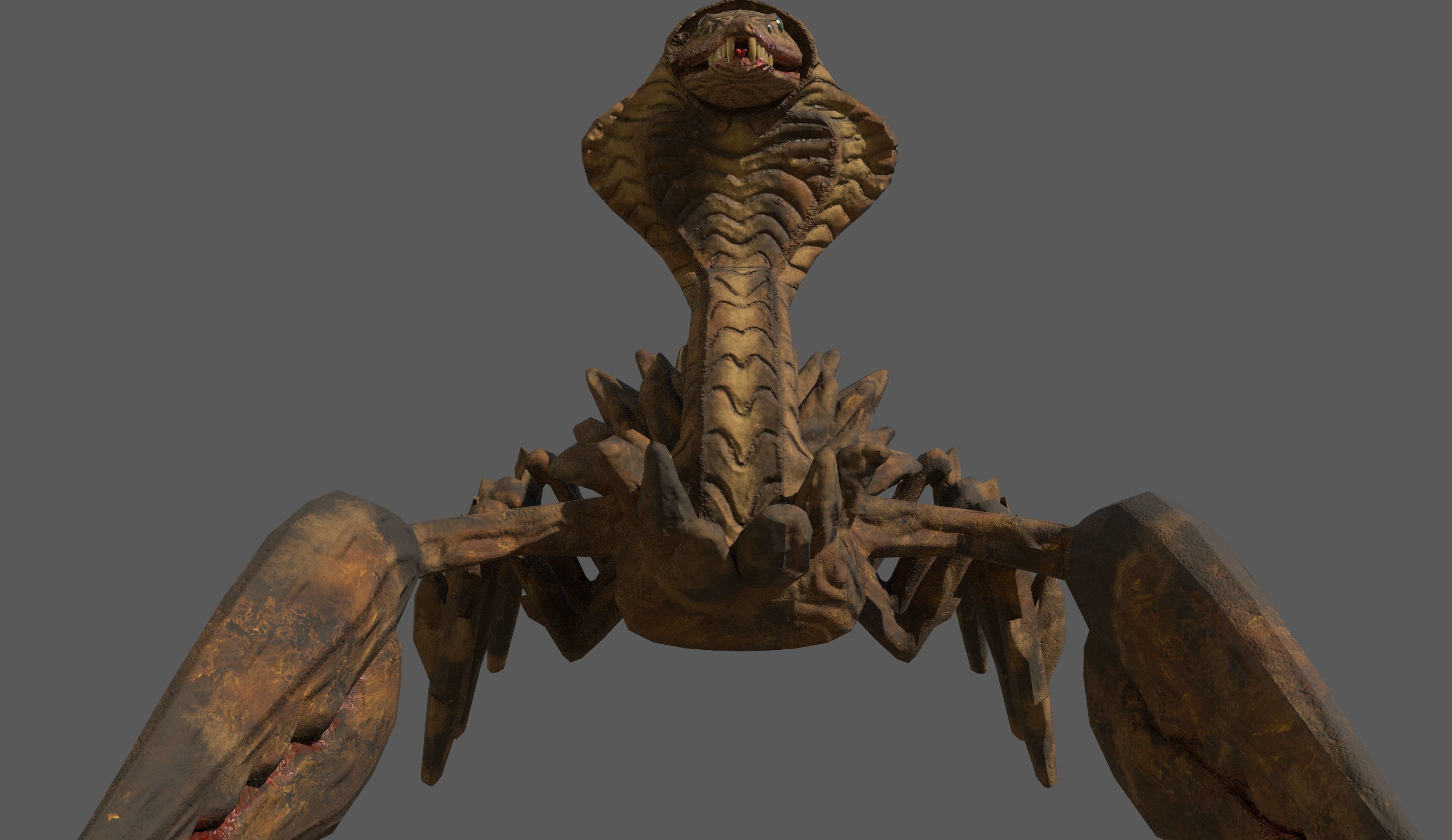 Snake Scorpion Fantasy Creature rigged and animated Low-poly 3D model_2
