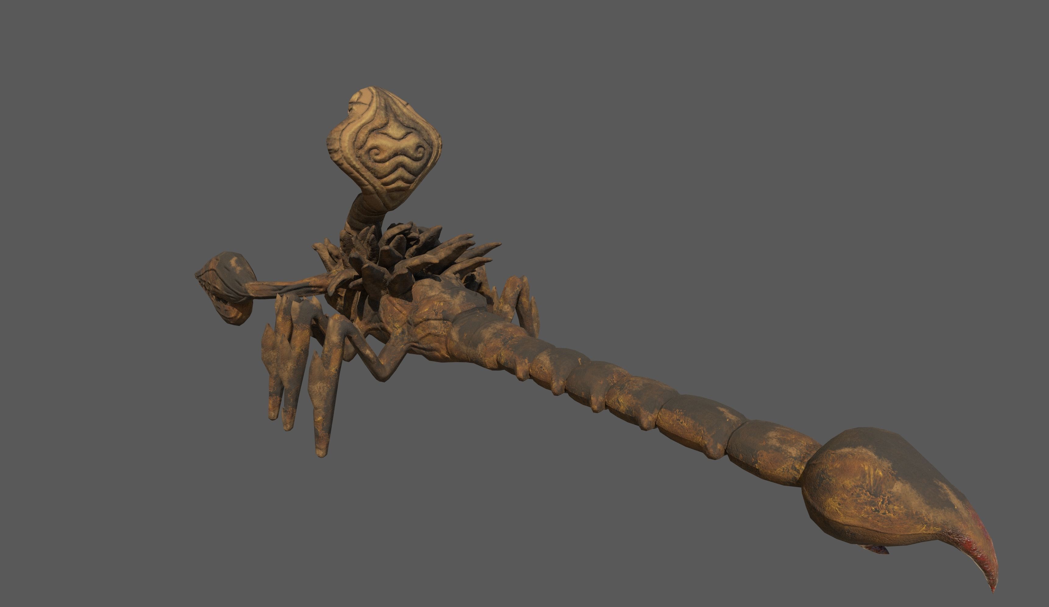 Snake Scorpion Fantasy Creature rigged and animated Low-poly 3D model_4