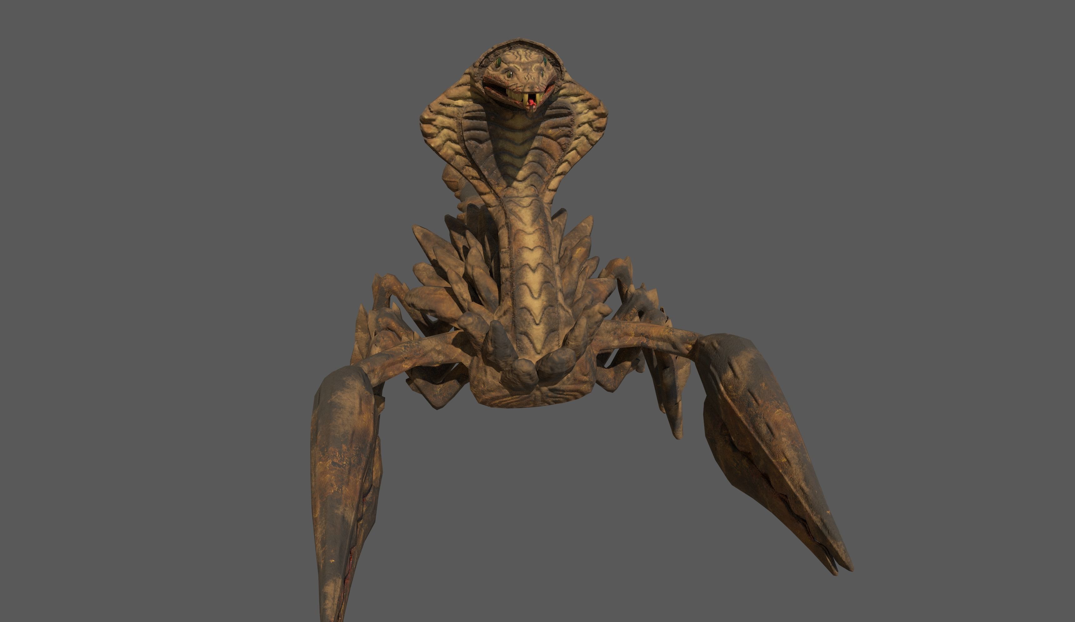 Snake Scorpion Fantasy Creature rigged and animated Low-poly 3D model_5