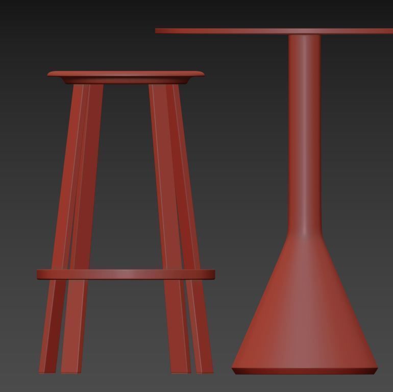 HAY REVOLVER stools with table 3D model_3