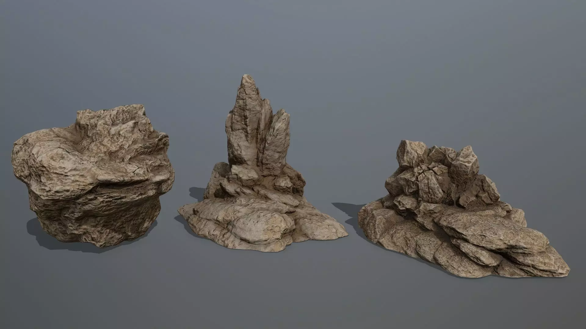 Rock Set Low-poly 3D model_0