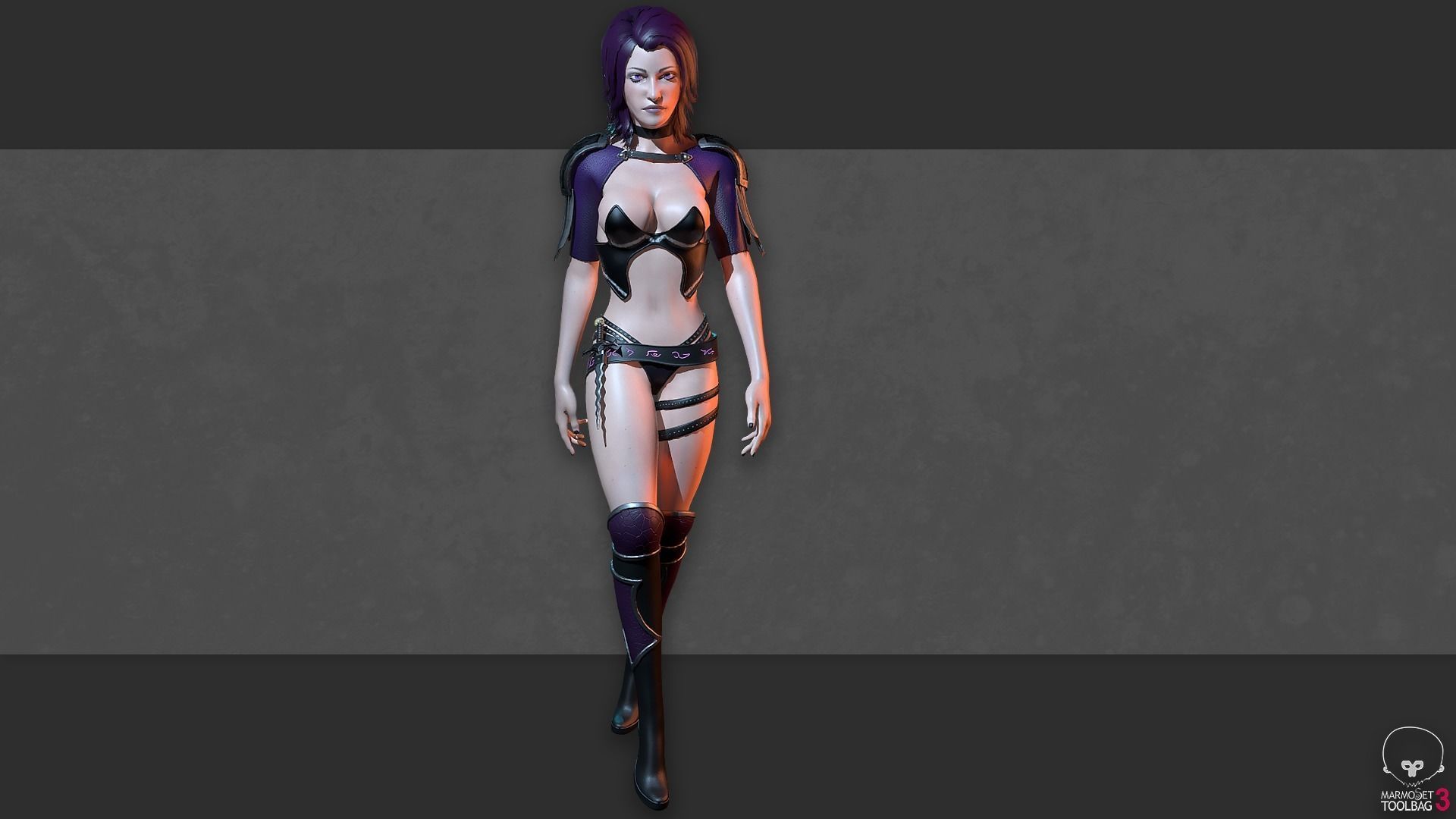 Fantasy Necromancer - Female hero Low-poly 3D model_11