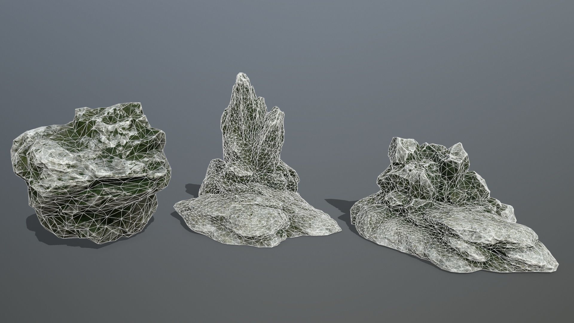 Rock Set Low-poly 3D model_1