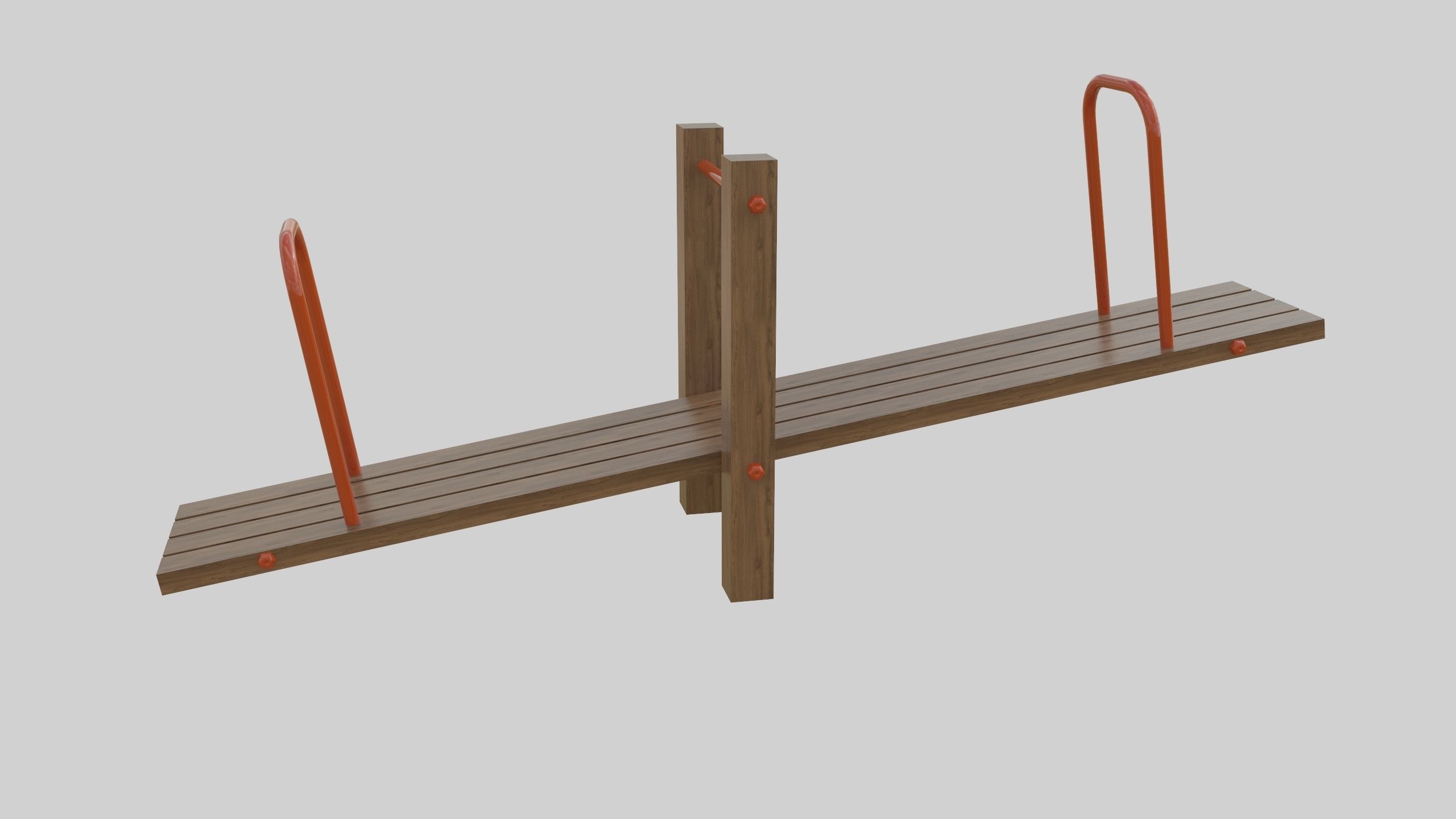 Wooden Seesaw Teeter Totter - 02 Playground Low-poly 3D model_22