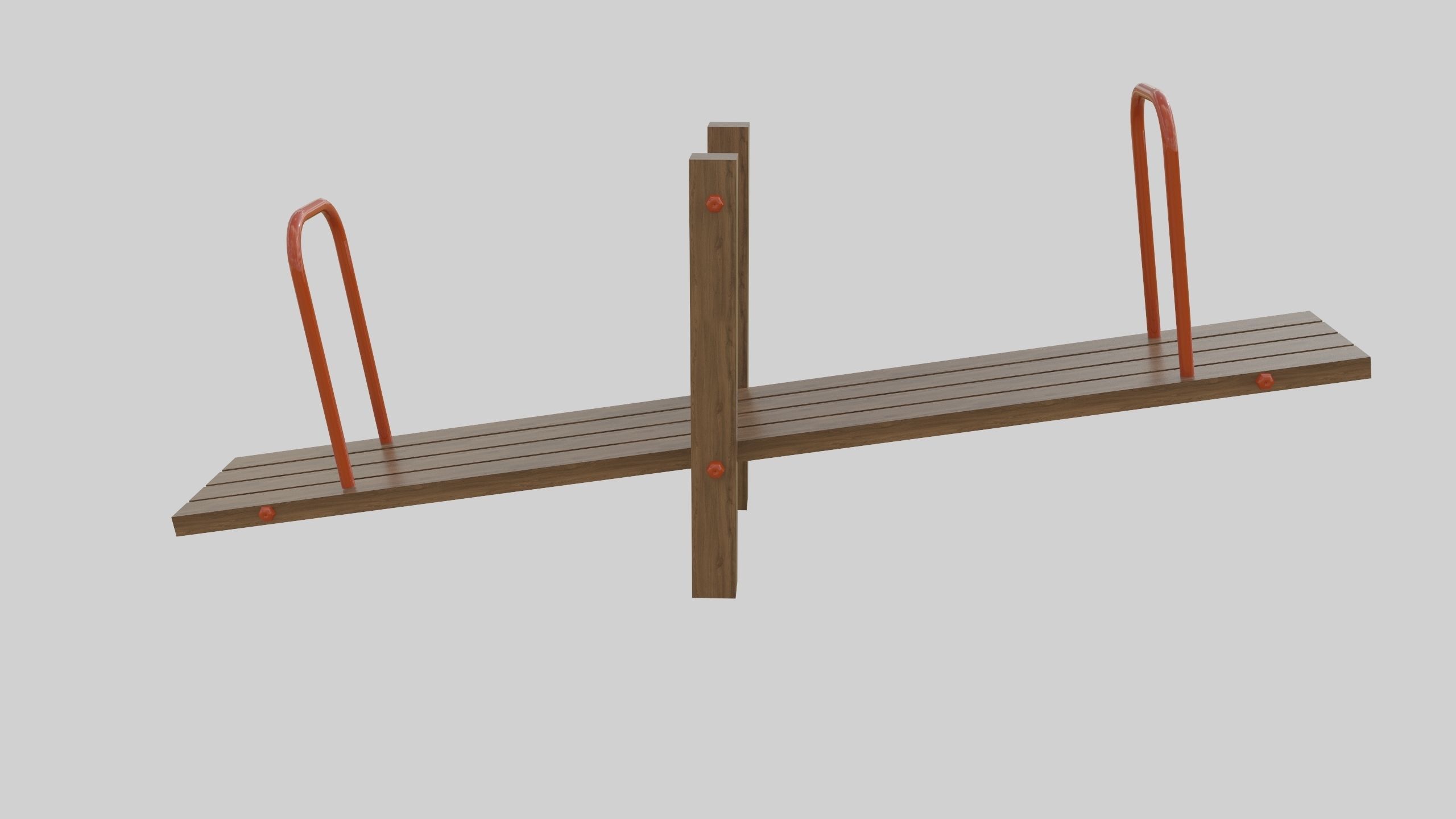 Wooden Seesaw Teeter Totter - 02 Playground Low-poly 3D model_19