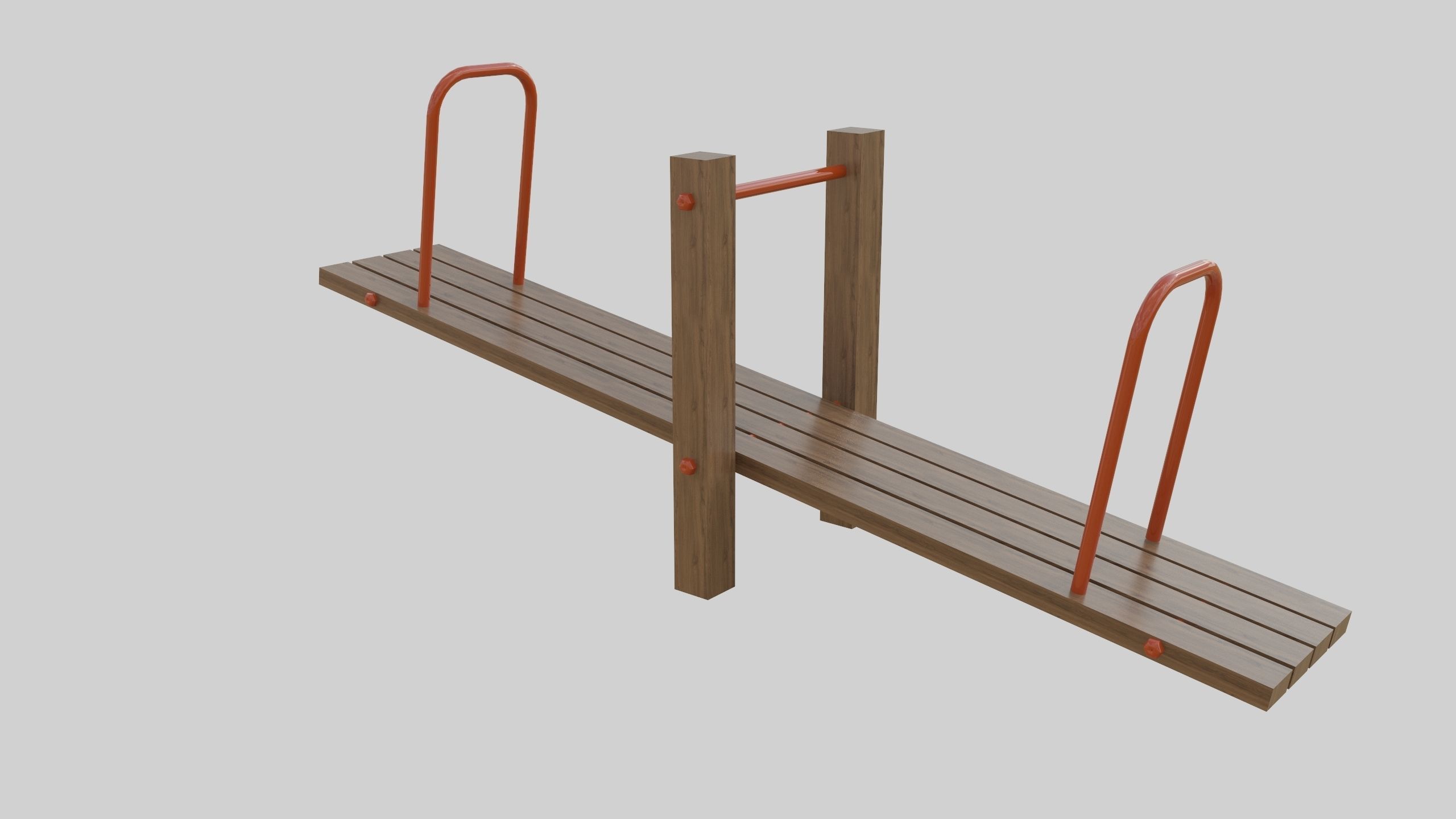 Wooden Seesaw Teeter Totter - 02 Playground Low-poly 3D model_9