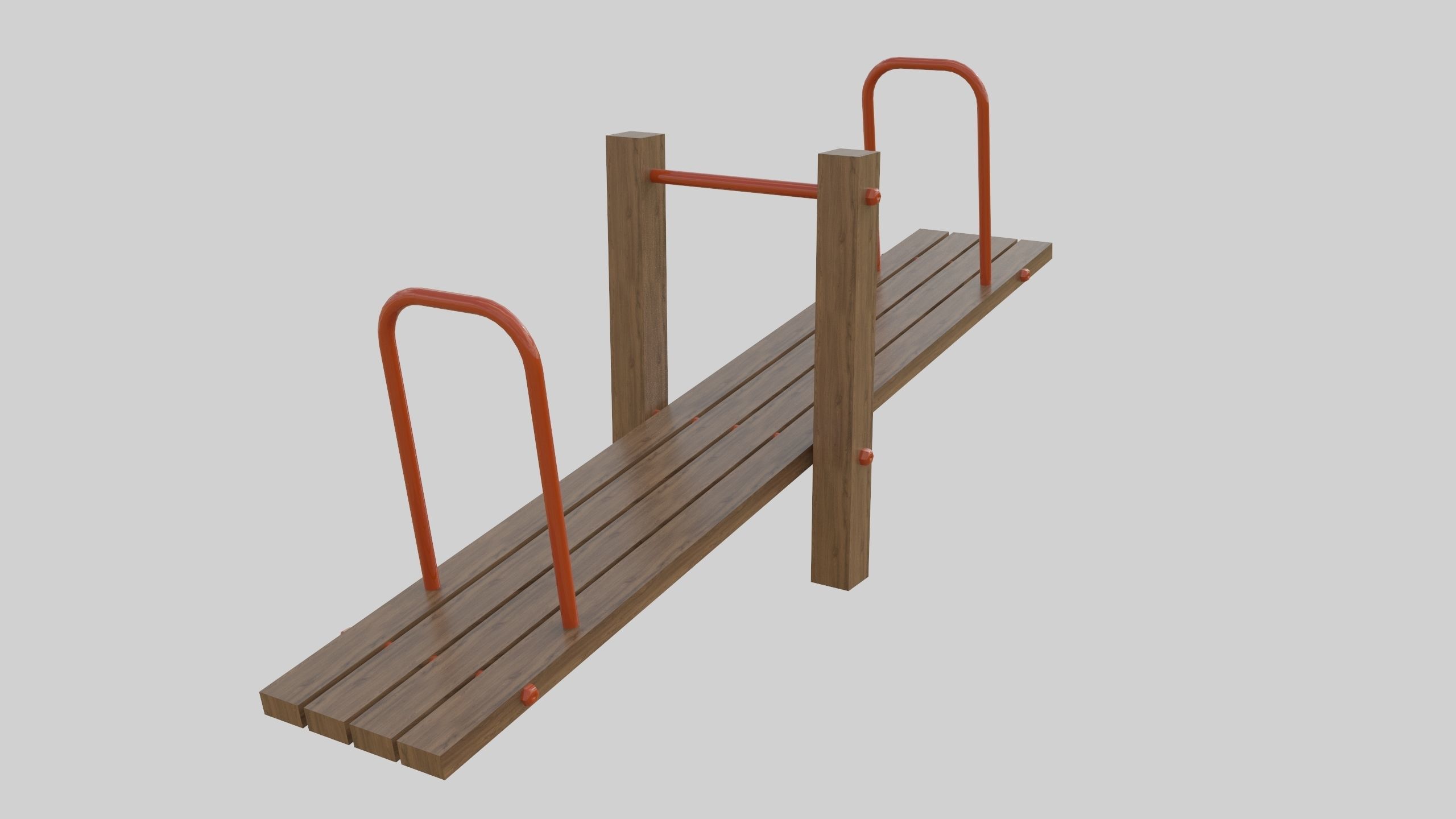 Wooden Seesaw Teeter Totter - 02 Playground Low-poly 3D model_8
