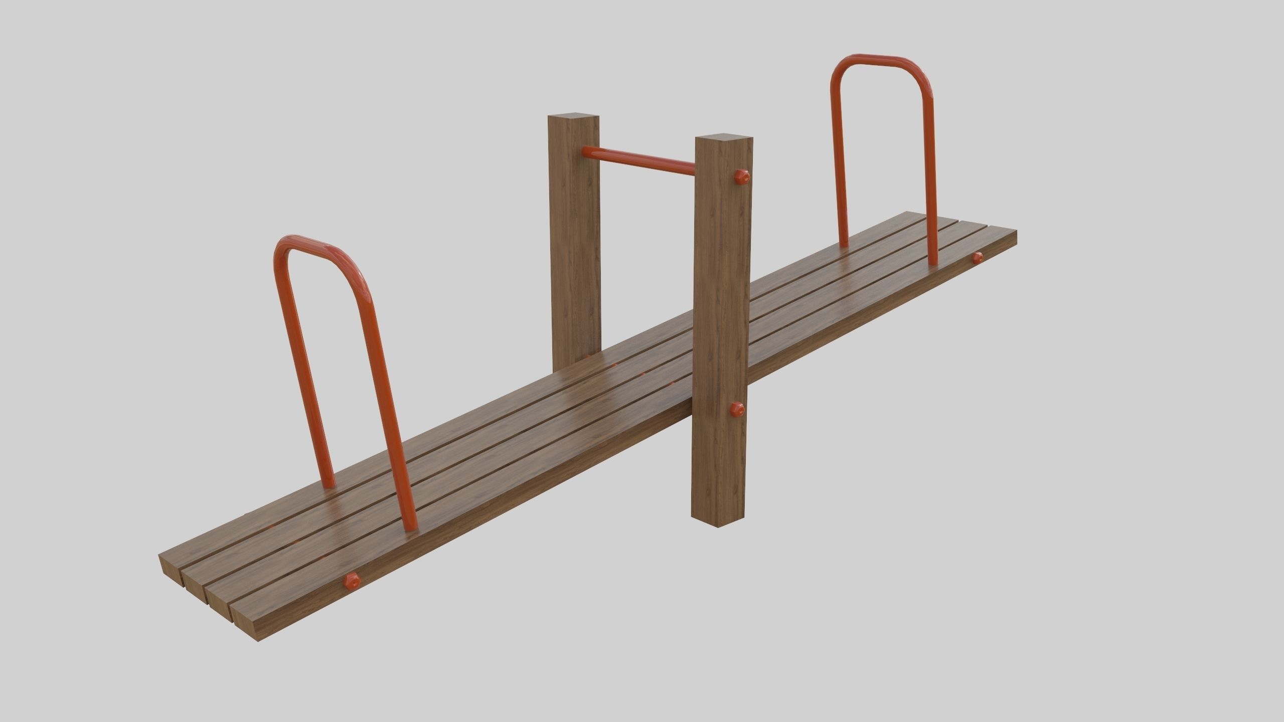 Wooden Seesaw Teeter Totter - 02 Playground Low-poly 3D model_7