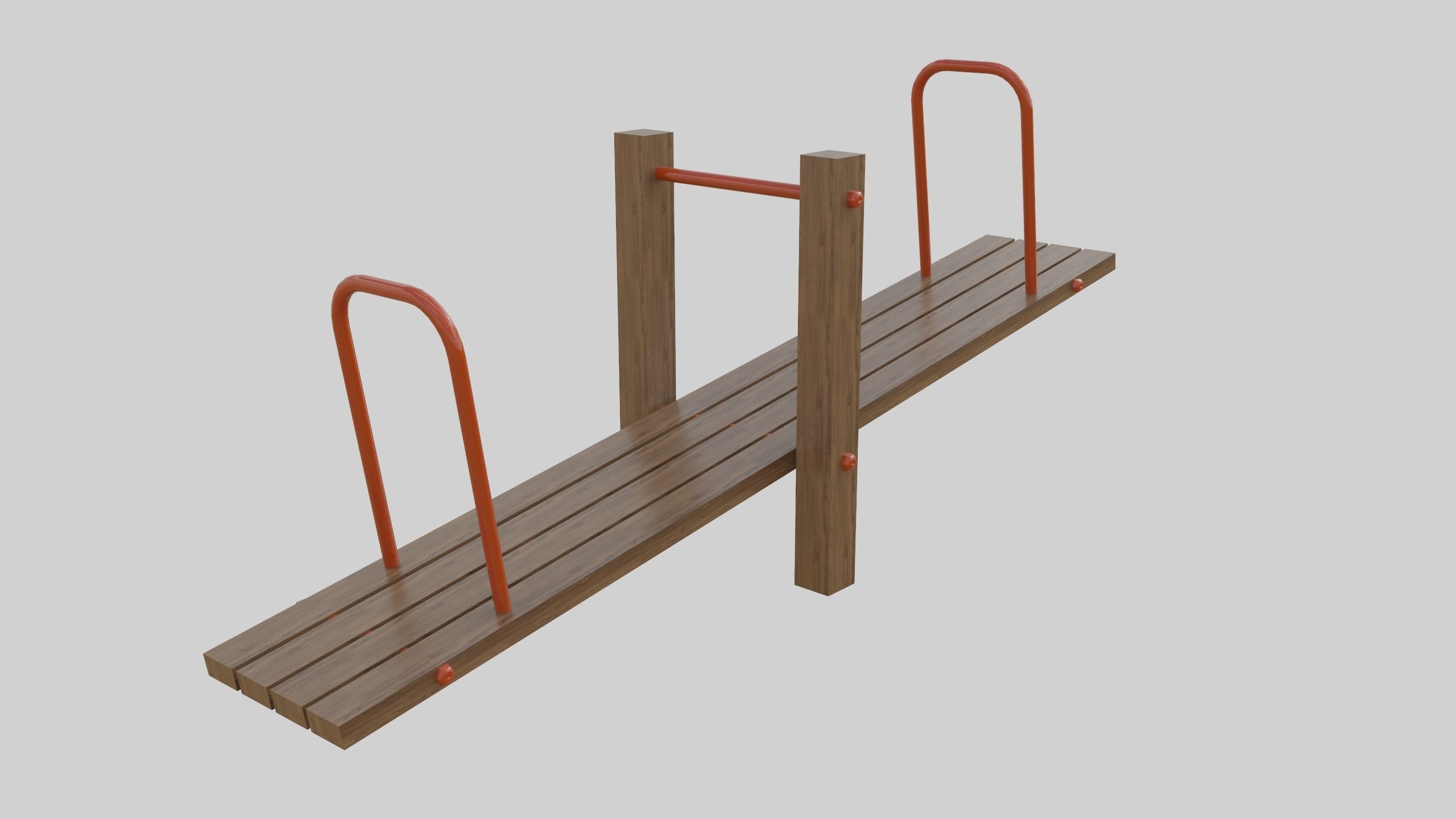 Wooden Seesaw Teeter Totter - 02 Playground Low-poly 3D model_5