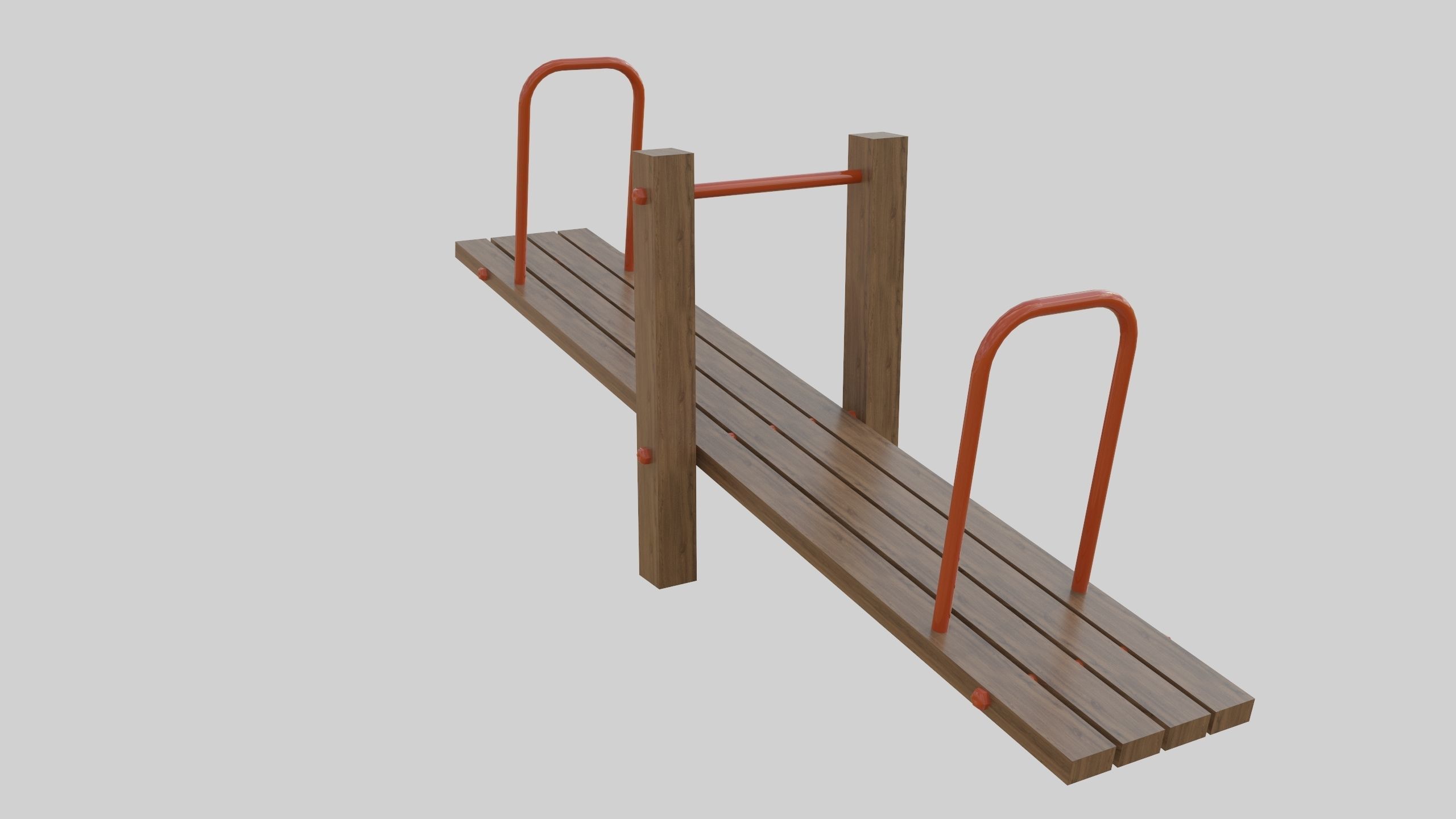 Wooden Seesaw Teeter Totter - 02 Playground Low-poly 3D model_16