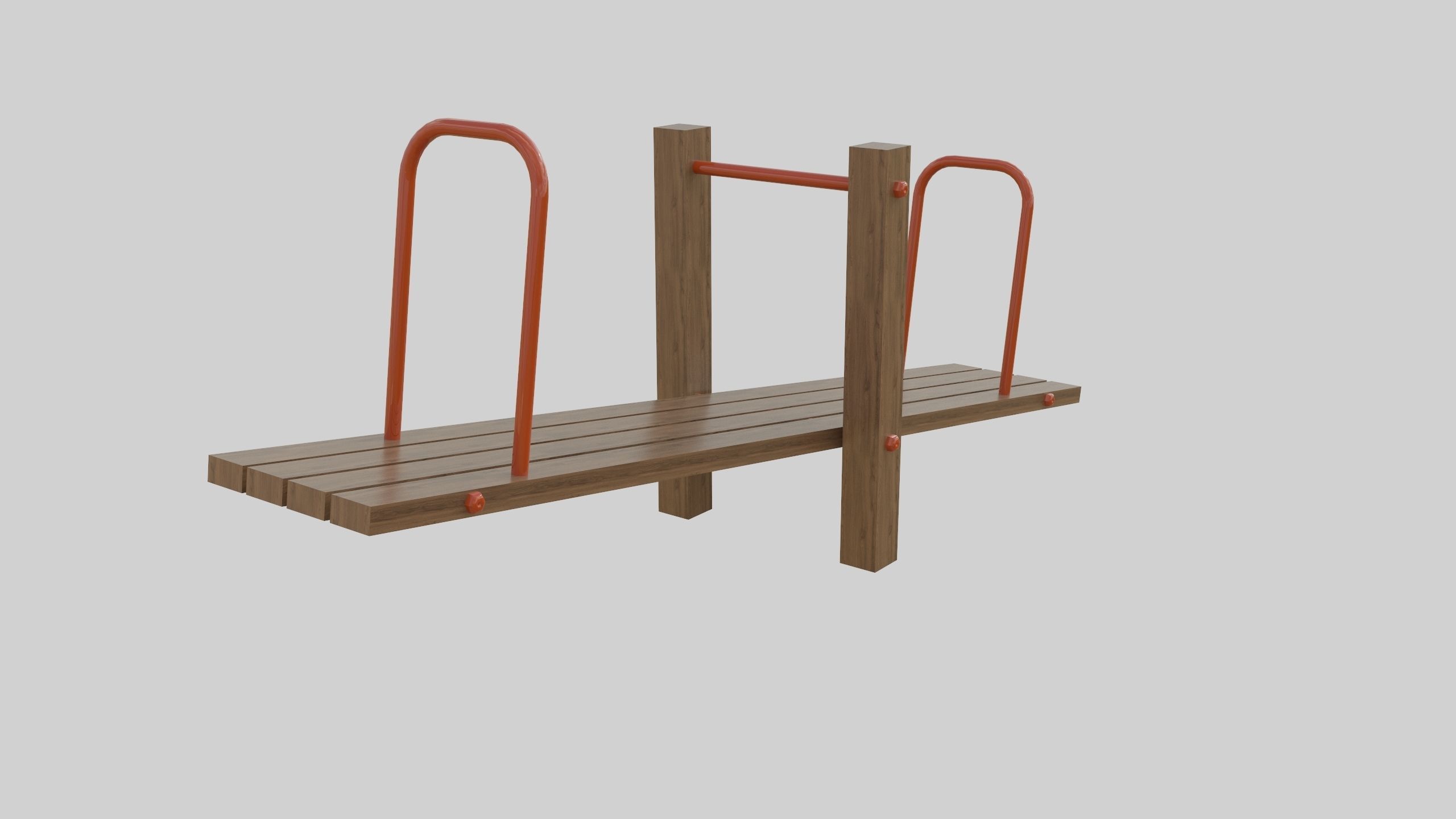 Wooden Seesaw Teeter Totter - 02 Playground Low-poly 3D model_12