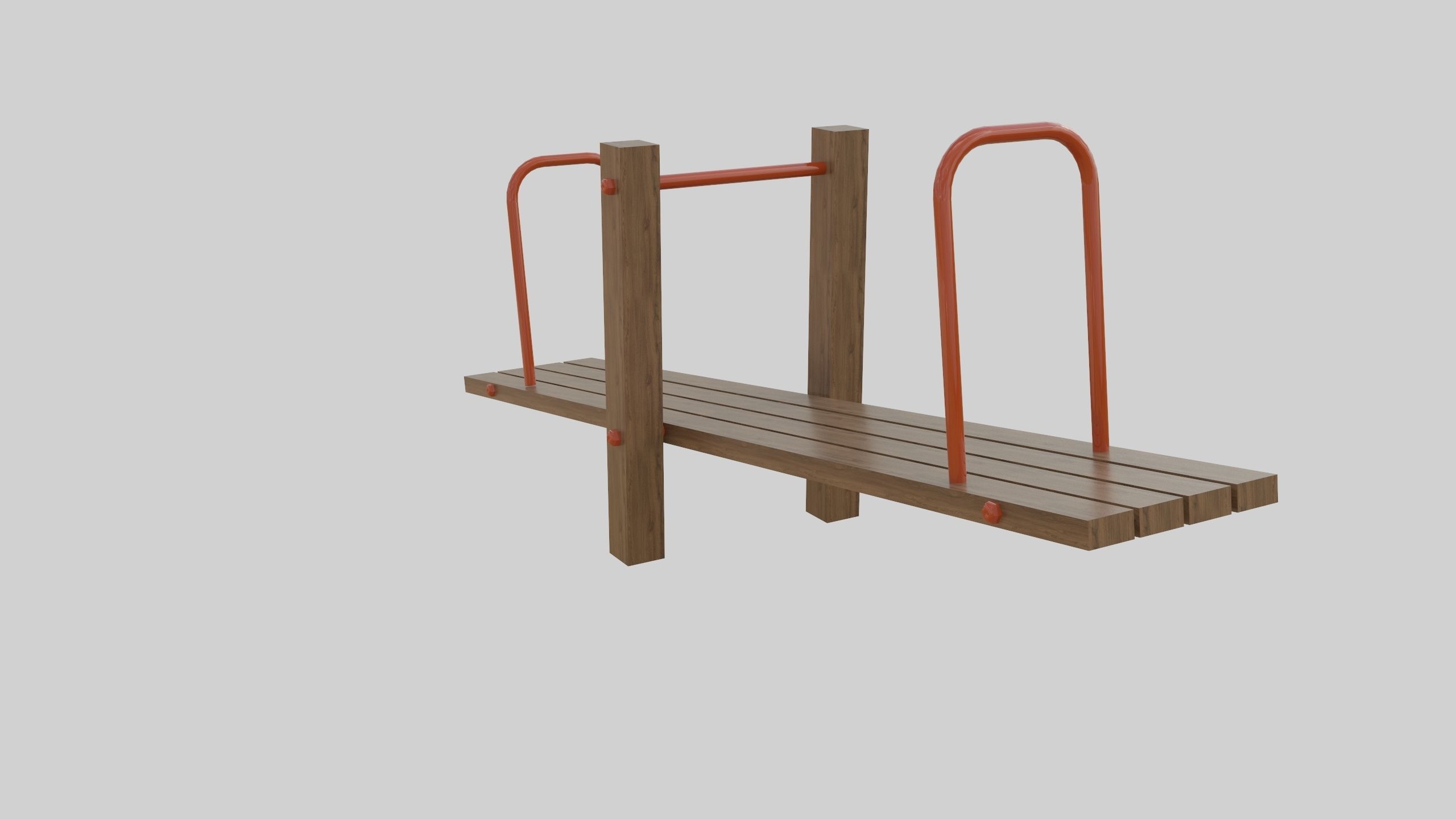 Wooden Seesaw Teeter Totter - 02 Playground Low-poly 3D model_17