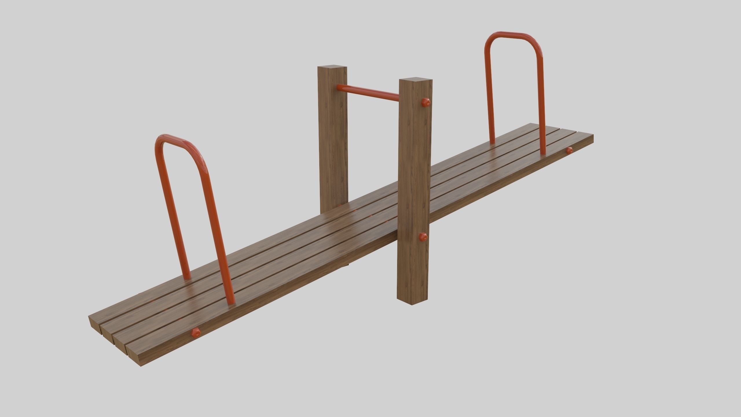Wooden Seesaw Teeter Totter - 02 Playground Low-poly 3D model_24