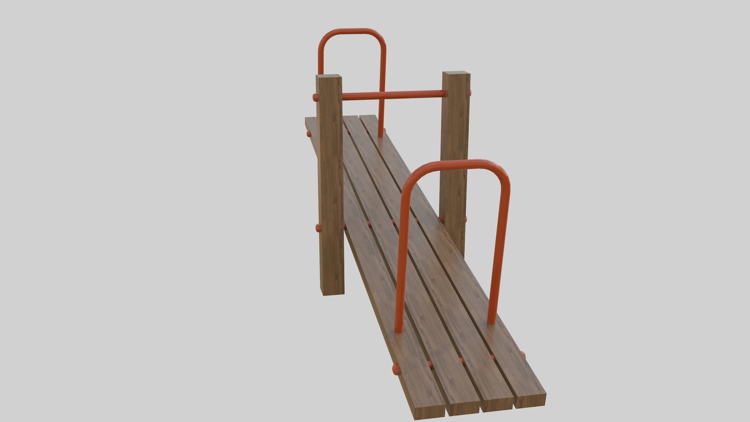 Wooden Seesaw Teeter Totter - 02 Playground Low-poly 3D model_6