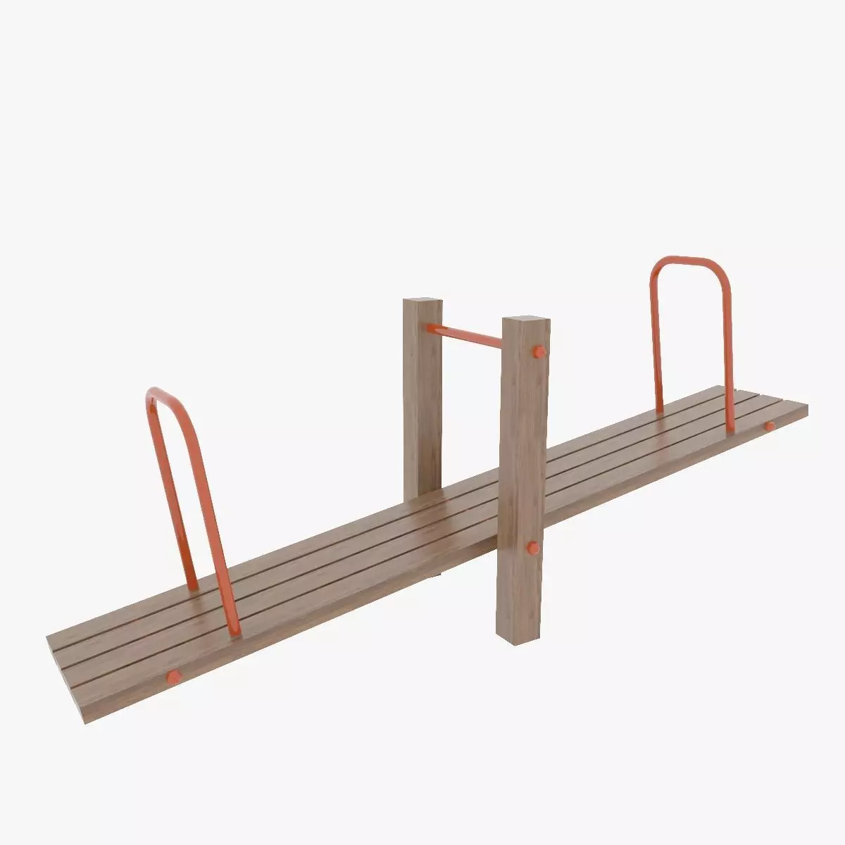 Wooden Seesaw Teeter Totter - 02 Playground Low-poly 3D model_0