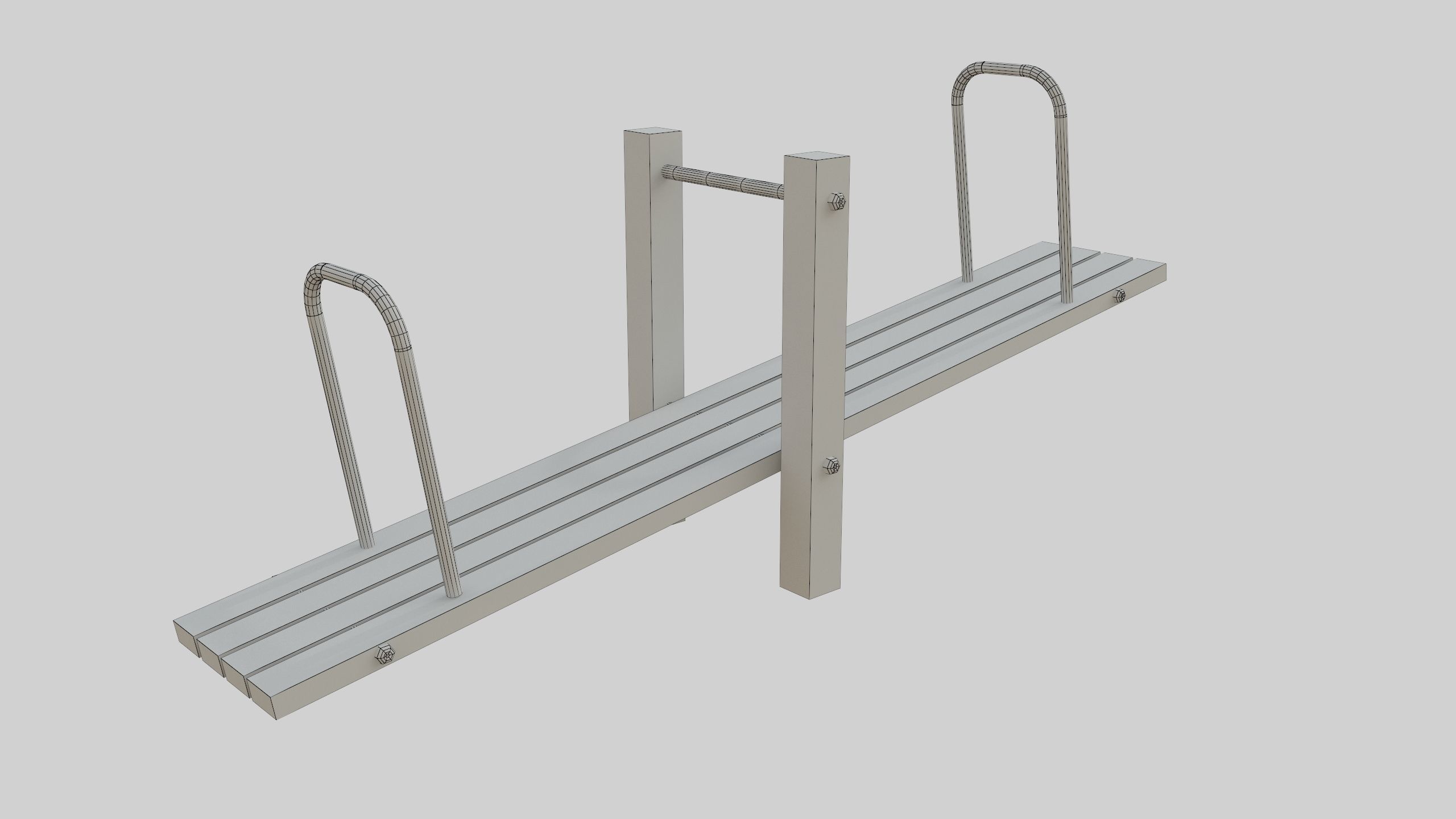 Wooden Seesaw Teeter Totter - 02 Playground Low-poly 3D model_50