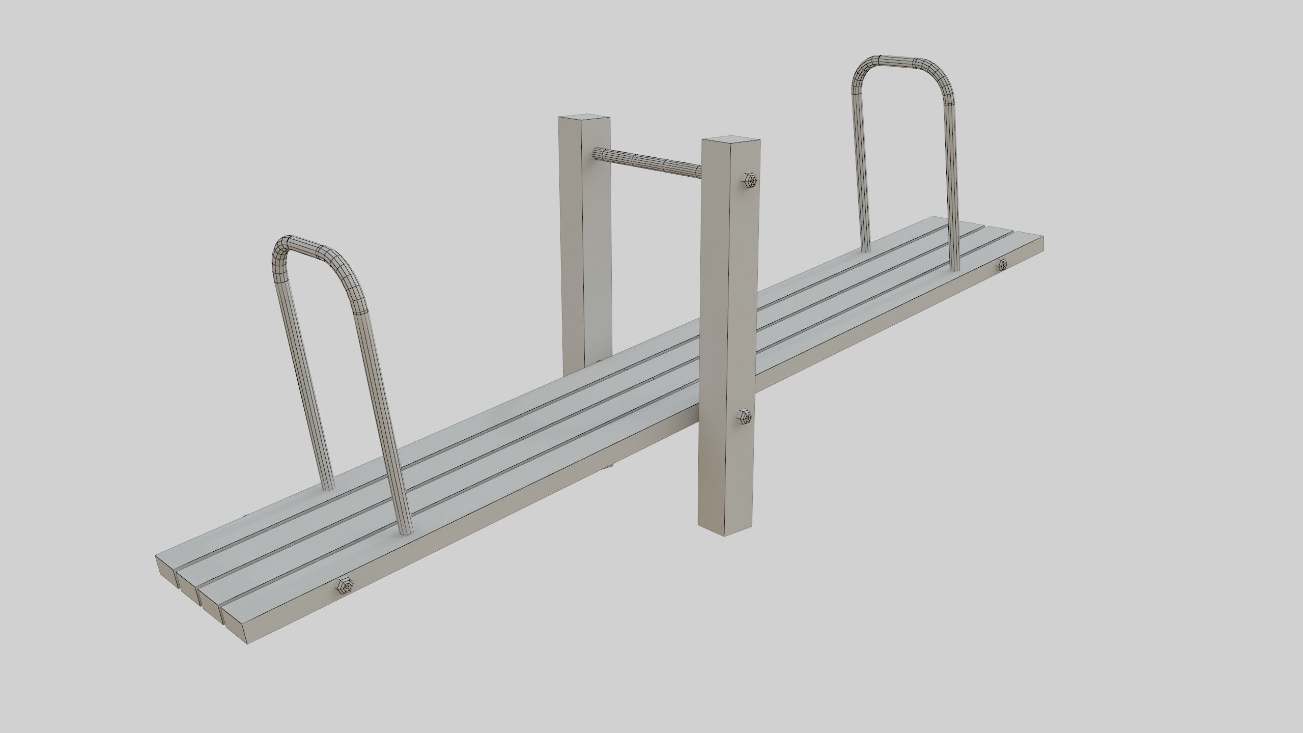 Wooden Seesaw Teeter Totter - 02 Playground Low-poly 3D model_30