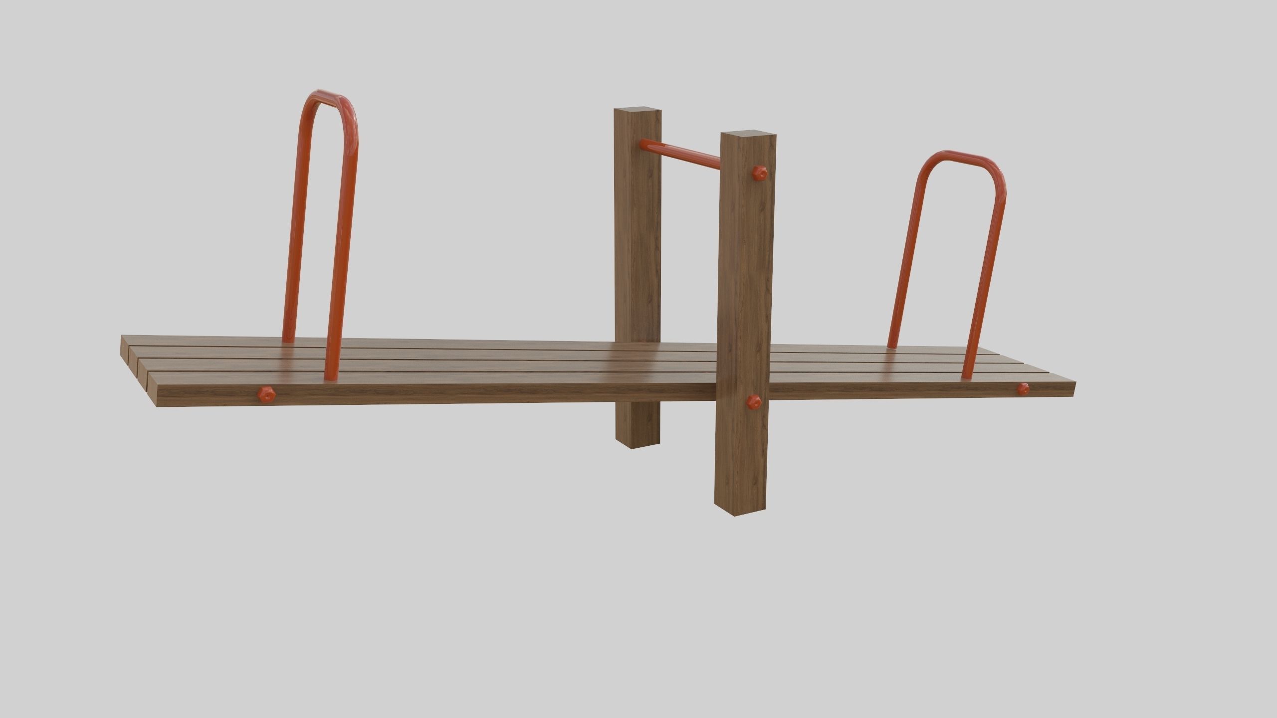 Wooden Seesaw Teeter Totter - 02 Playground Low-poly 3D model_10