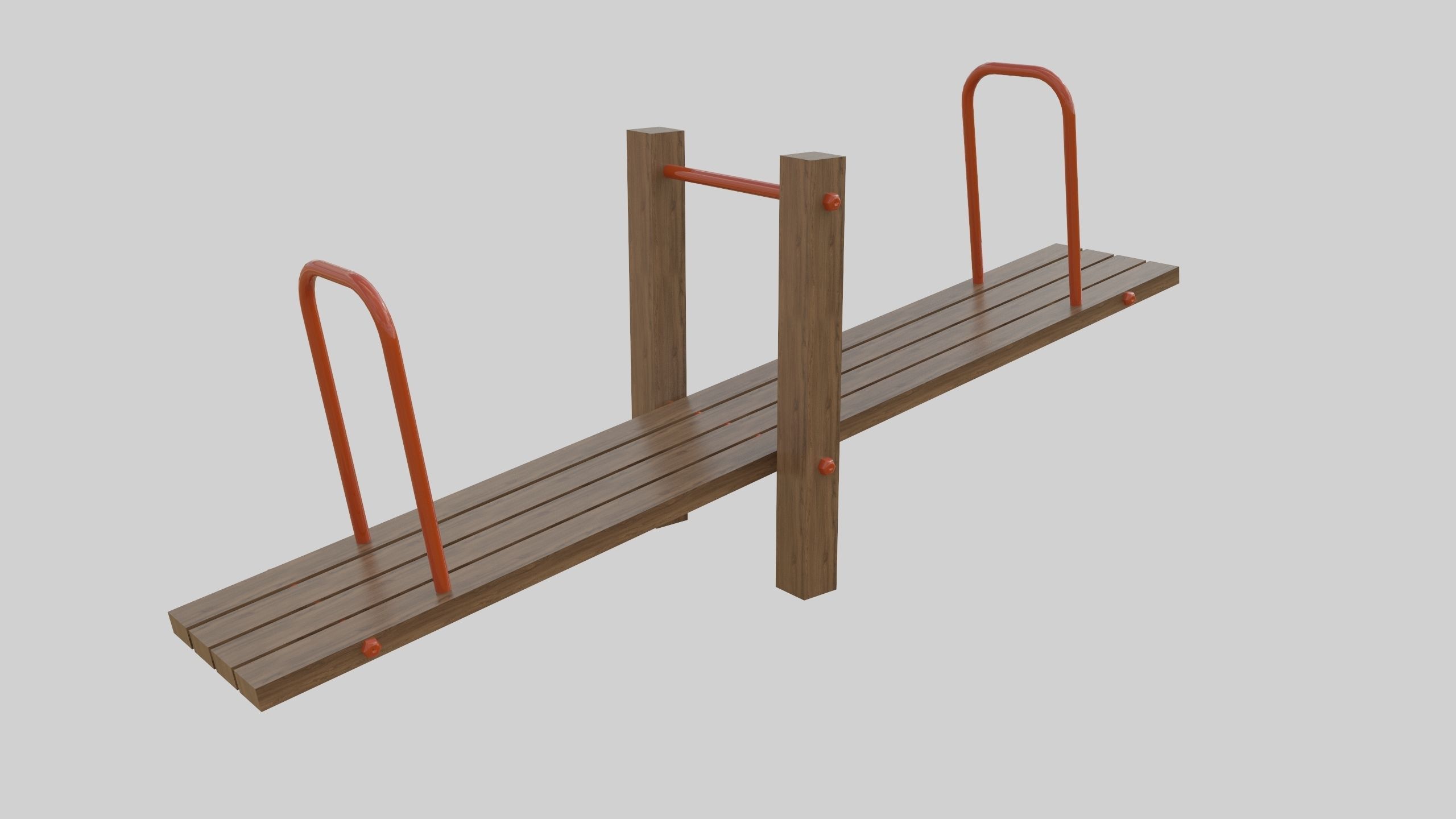 Wooden Seesaw Teeter Totter - 02 Playground Low-poly 3D model_26