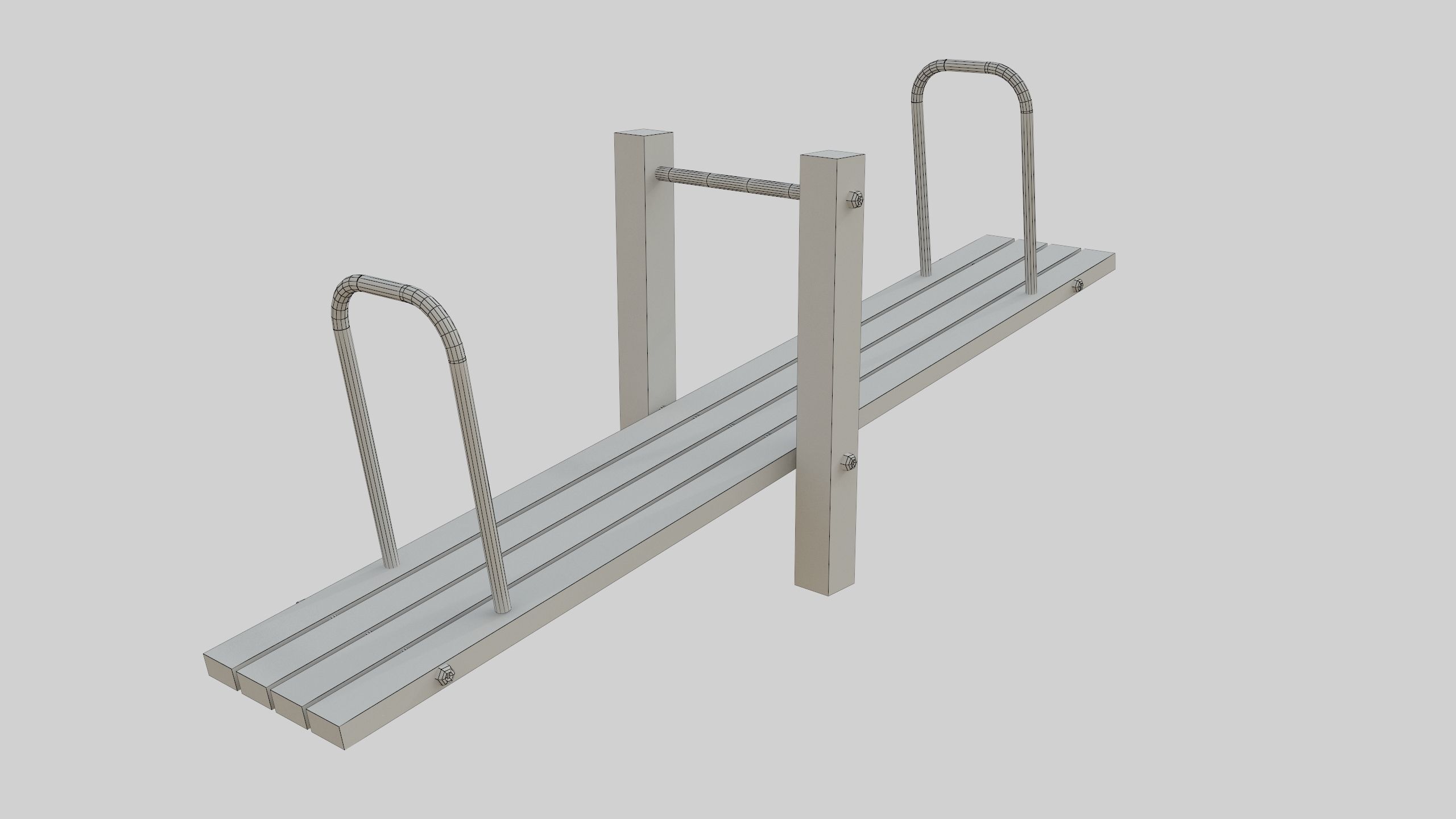 Wooden Seesaw Teeter Totter - 02 Playground Low-poly 3D model_27