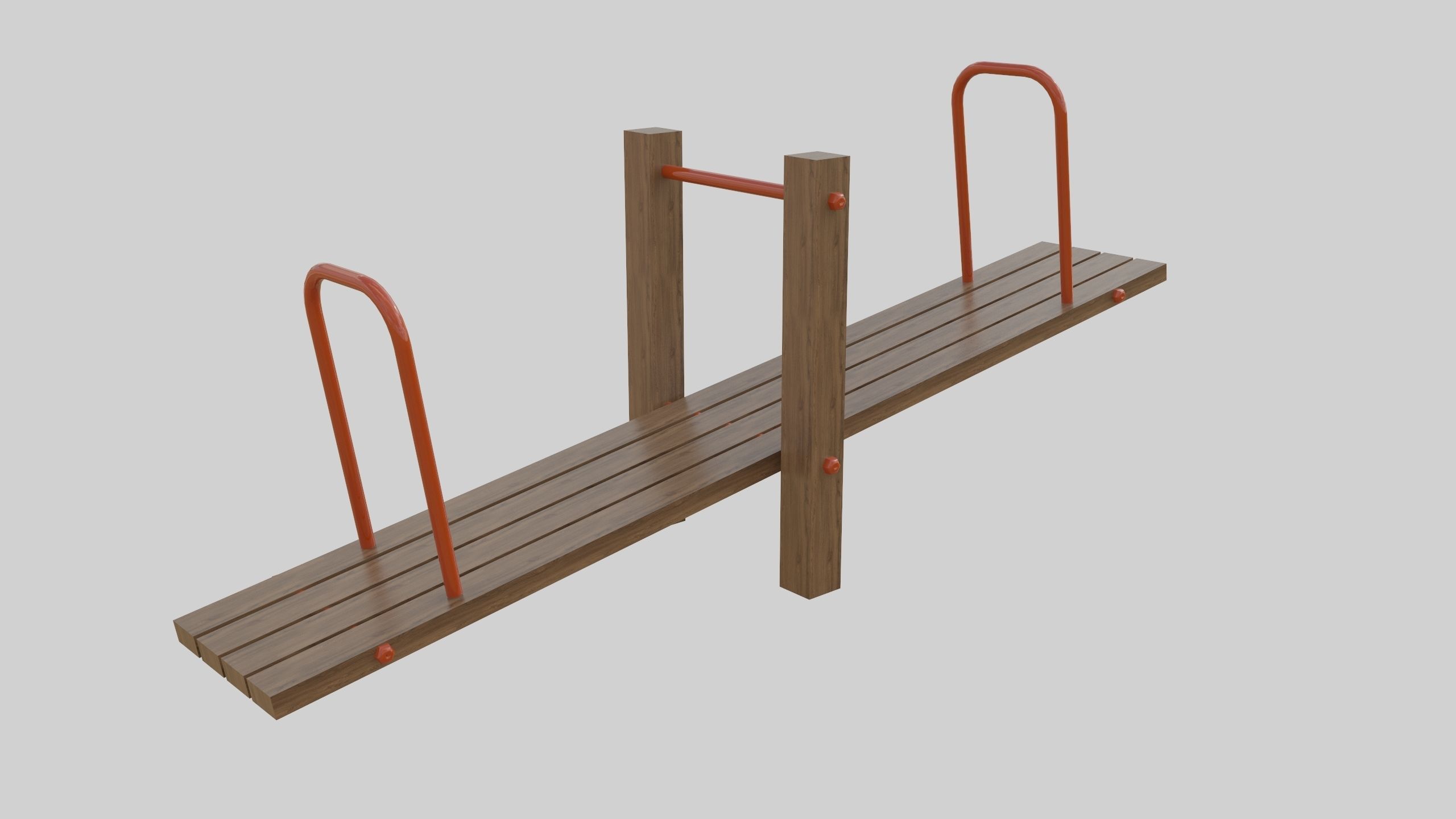 Wooden Seesaw Teeter Totter - 02 Playground Low-poly 3D model_1