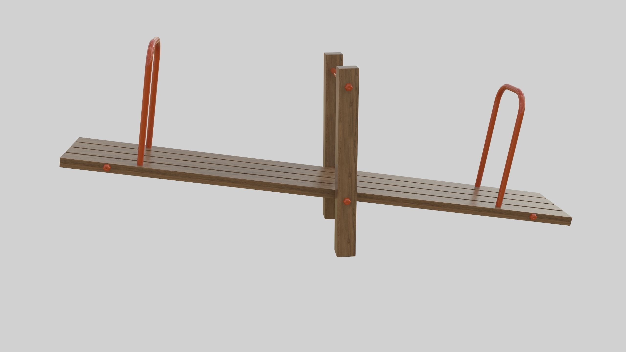 Wooden Seesaw Teeter Totter - 02 Playground Low-poly 3D model_14