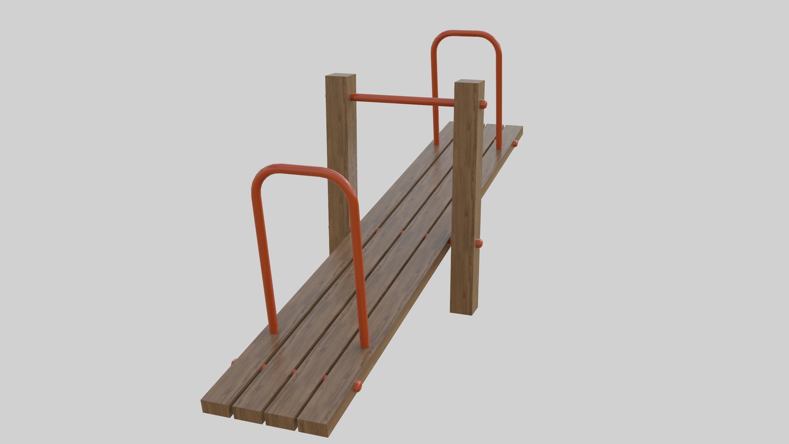 Wooden Seesaw Teeter Totter - 02 Playground Low-poly 3D model_2