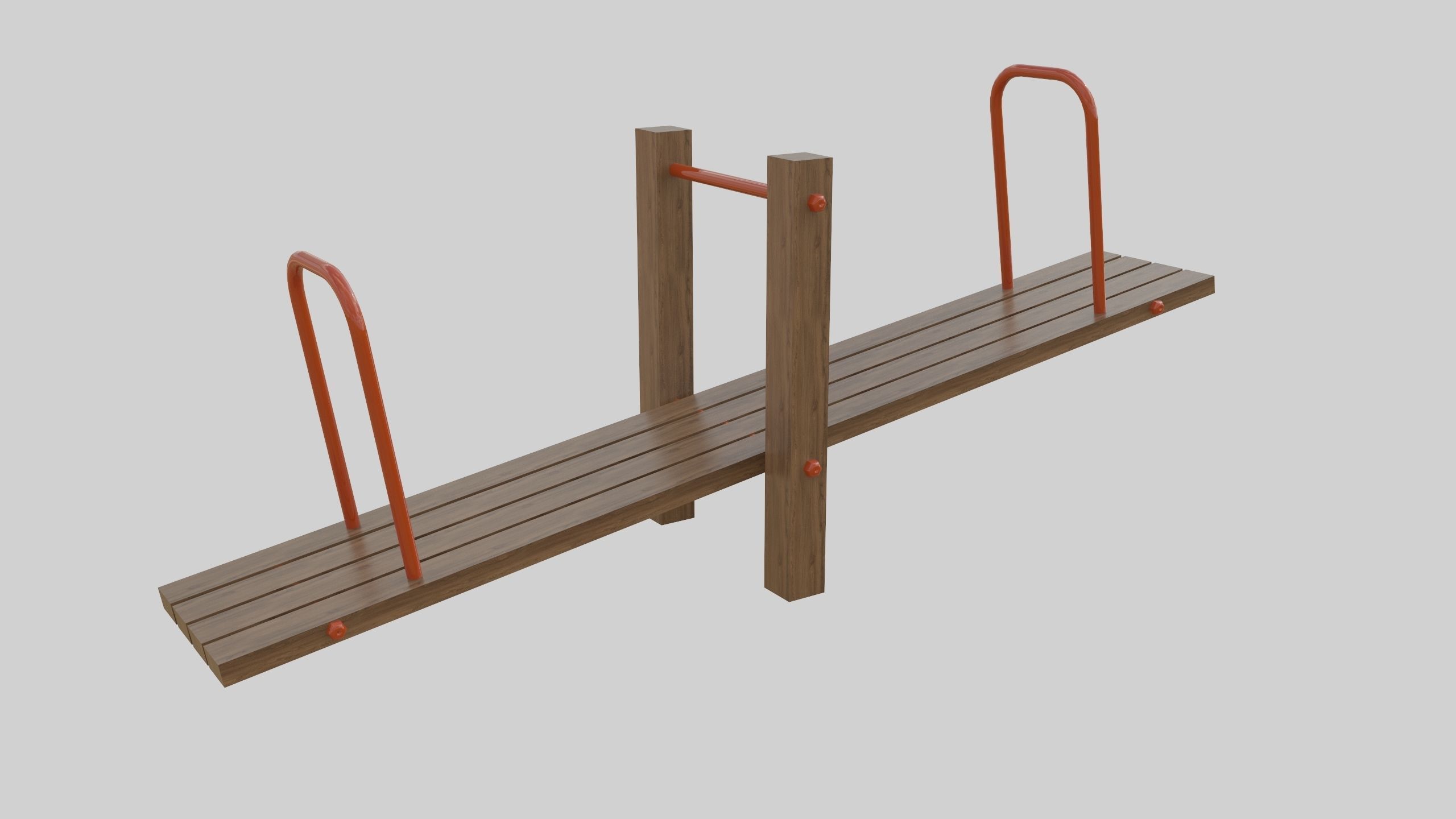 Wooden Seesaw Teeter Totter - 02 Playground Low-poly 3D model_21