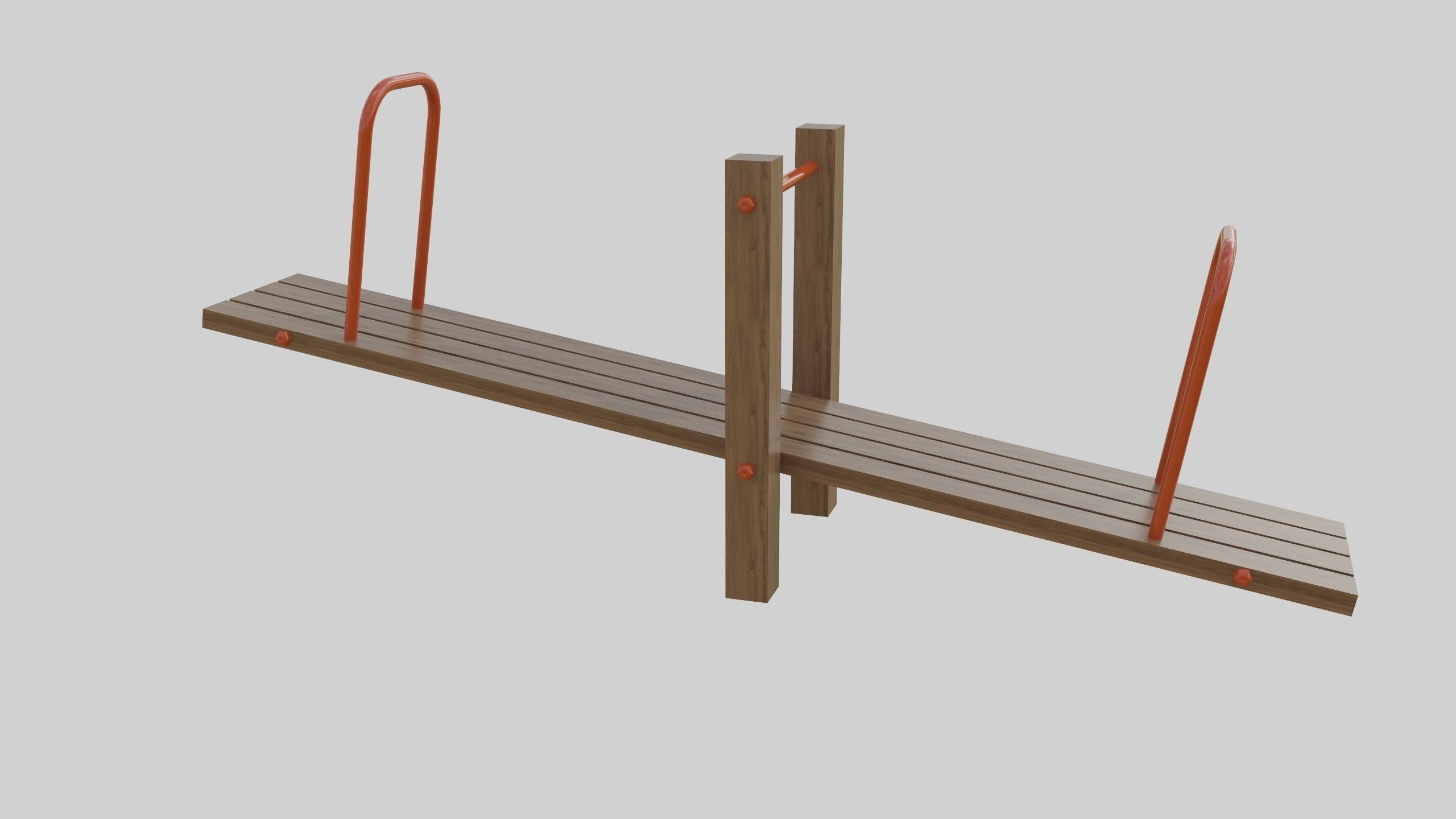 Wooden Seesaw Teeter Totter - 02 Playground Low-poly 3D model_11