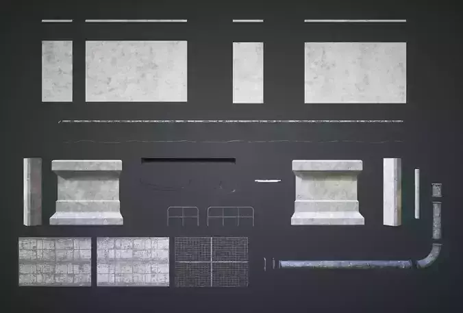 Sewers Modular Setup Low-poly 3D model