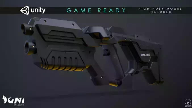 MagP90VR Game Ready LowPoly PBR with HTC Vive Controller