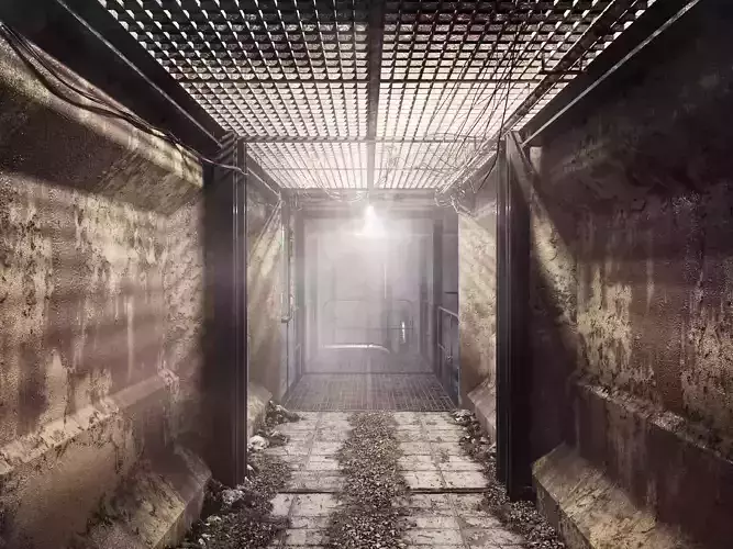 Sewers abandoned tunnel in deserted city Low-poly 3D model