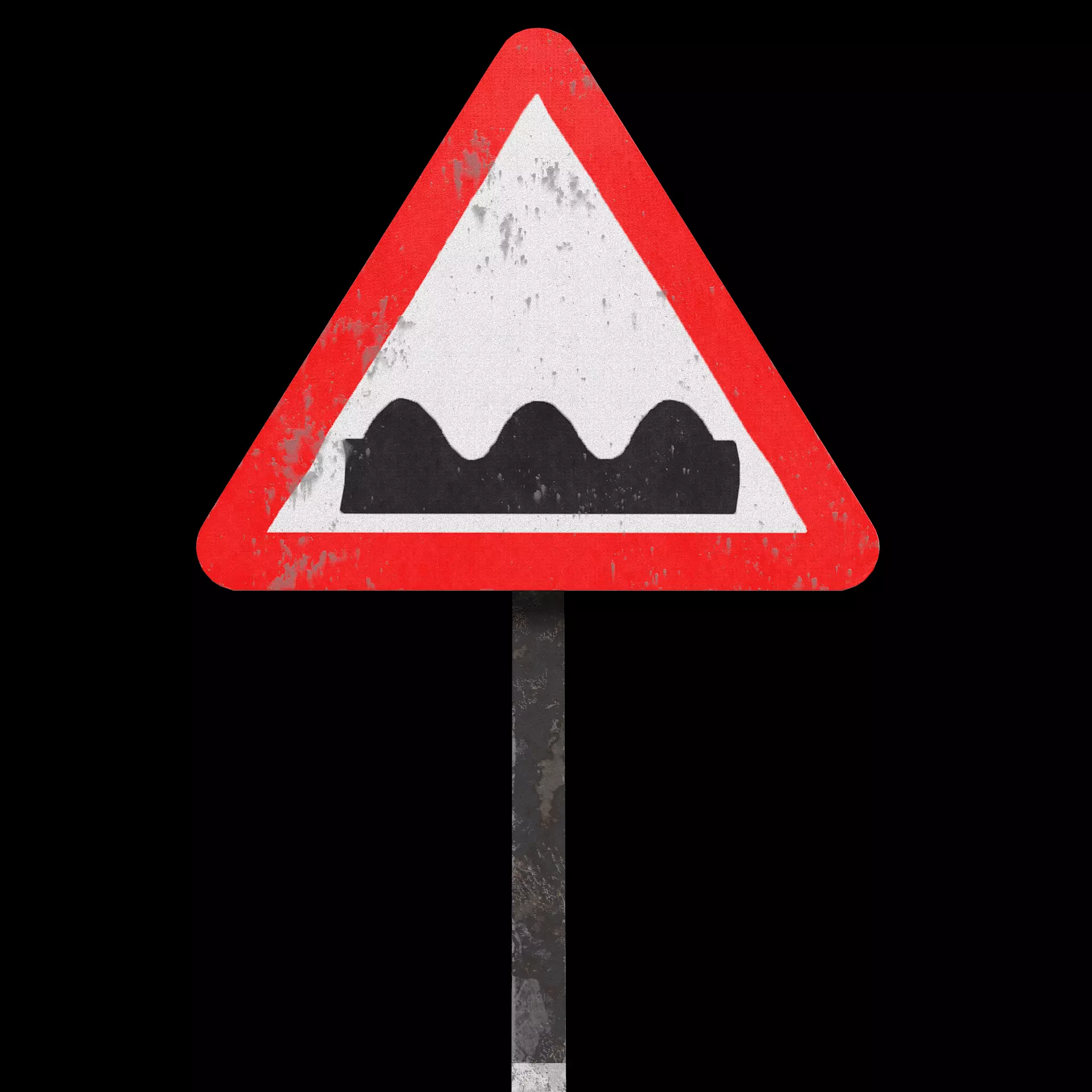 Rumble stripped speedbraker Roadsign Low-poly 3D model