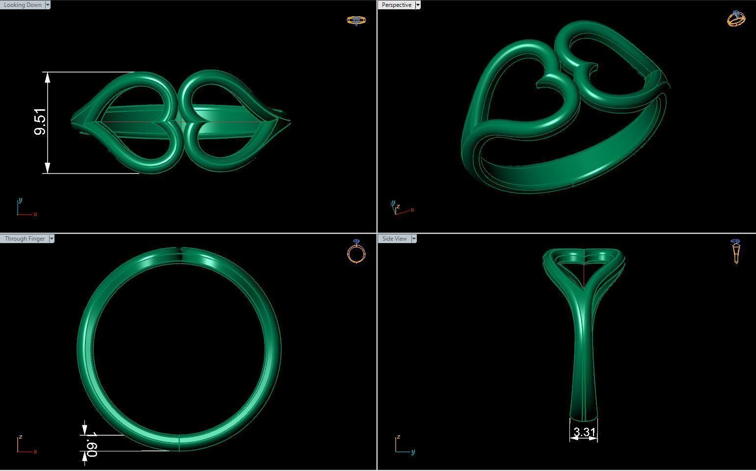 Heart ring Valentines Day 3D print model_1