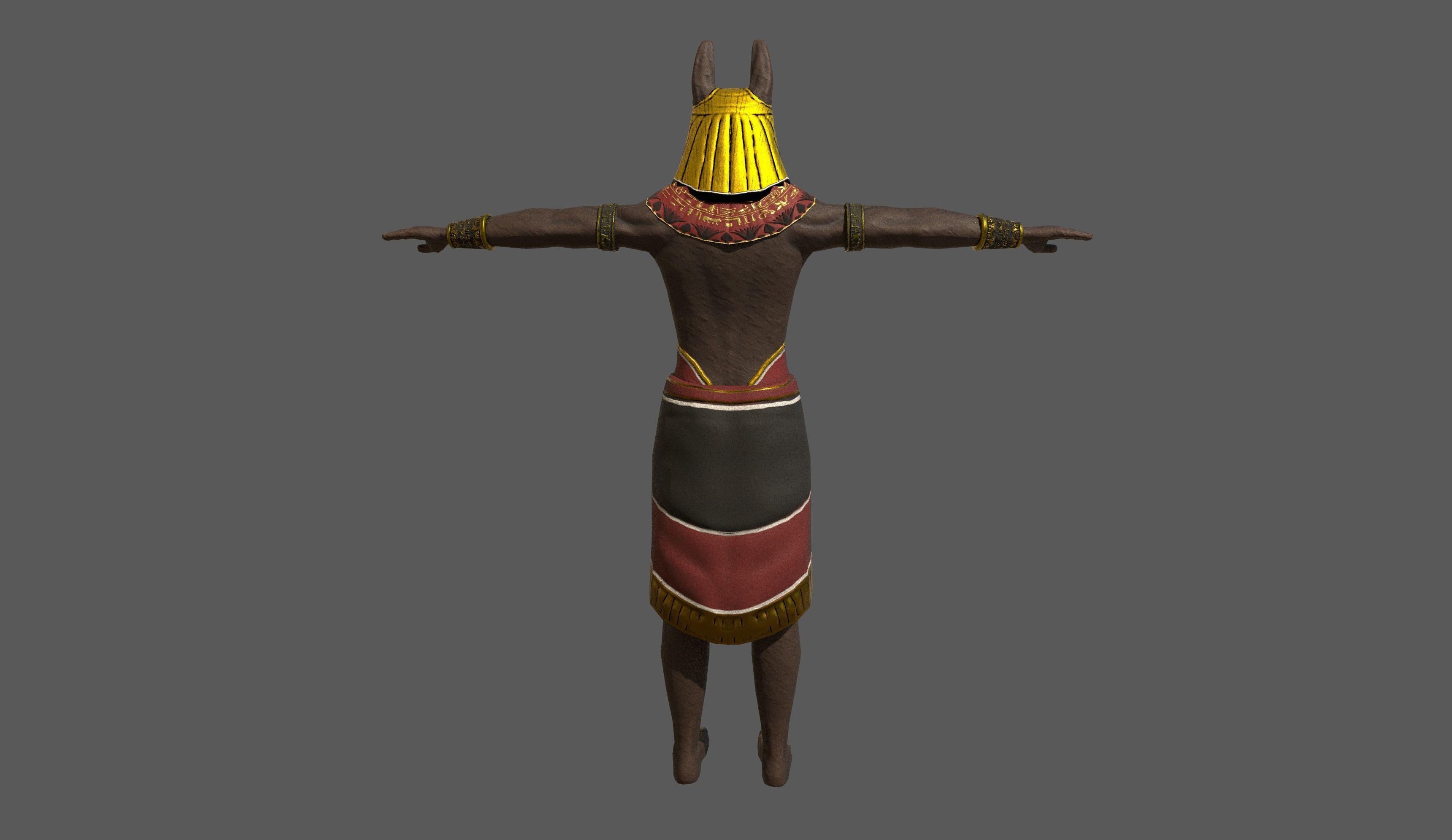 Anubis Fantasy Creature rigged and animated Low-poly 3D model_6