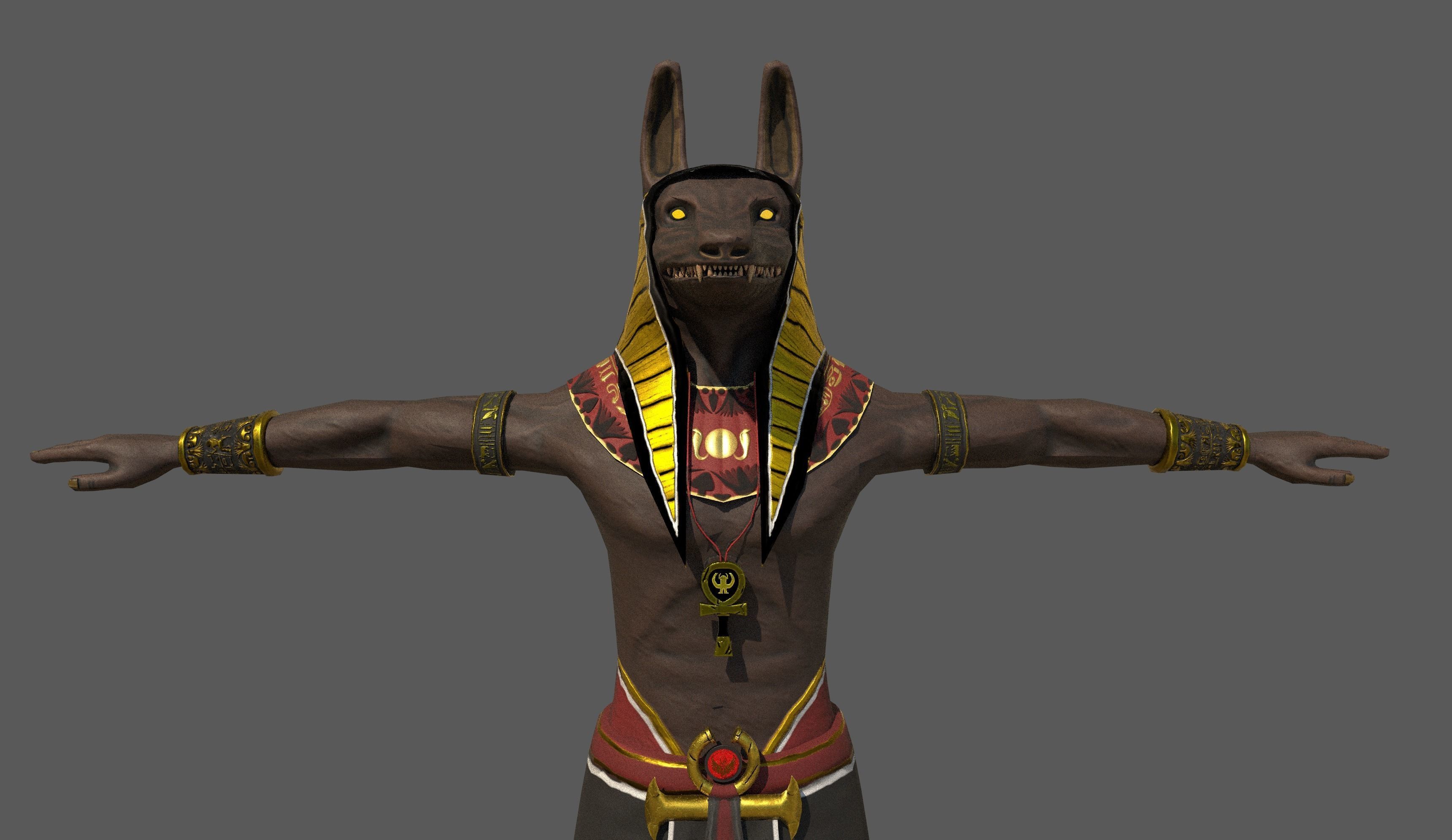 Anubis Fantasy Creature rigged and animated Low-poly 3D model_2