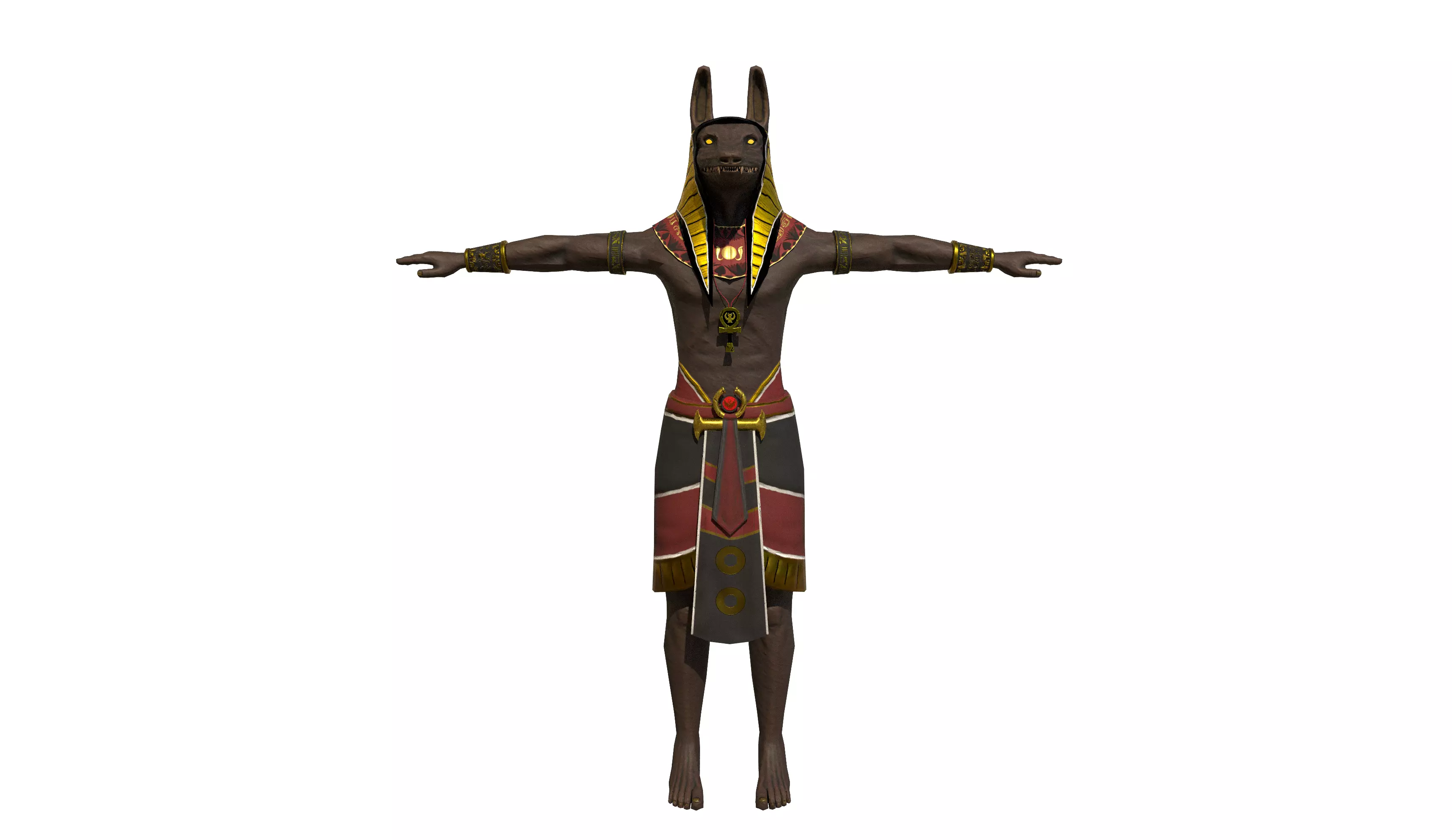 Anubis Fantasy Creature rigged and animated Low-poly 3D model_0