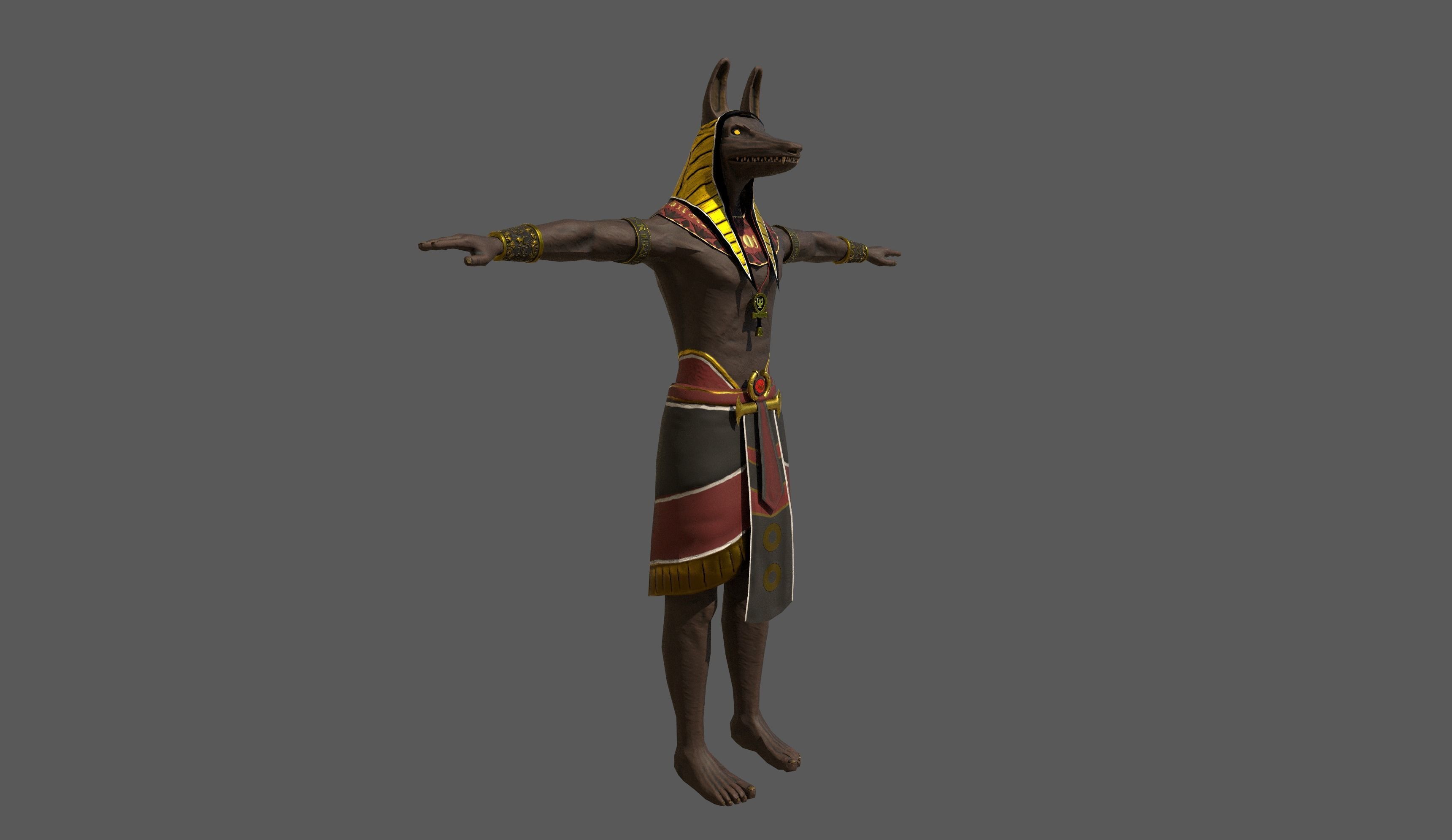 Anubis Fantasy Creature rigged and animated Low-poly 3D model_3