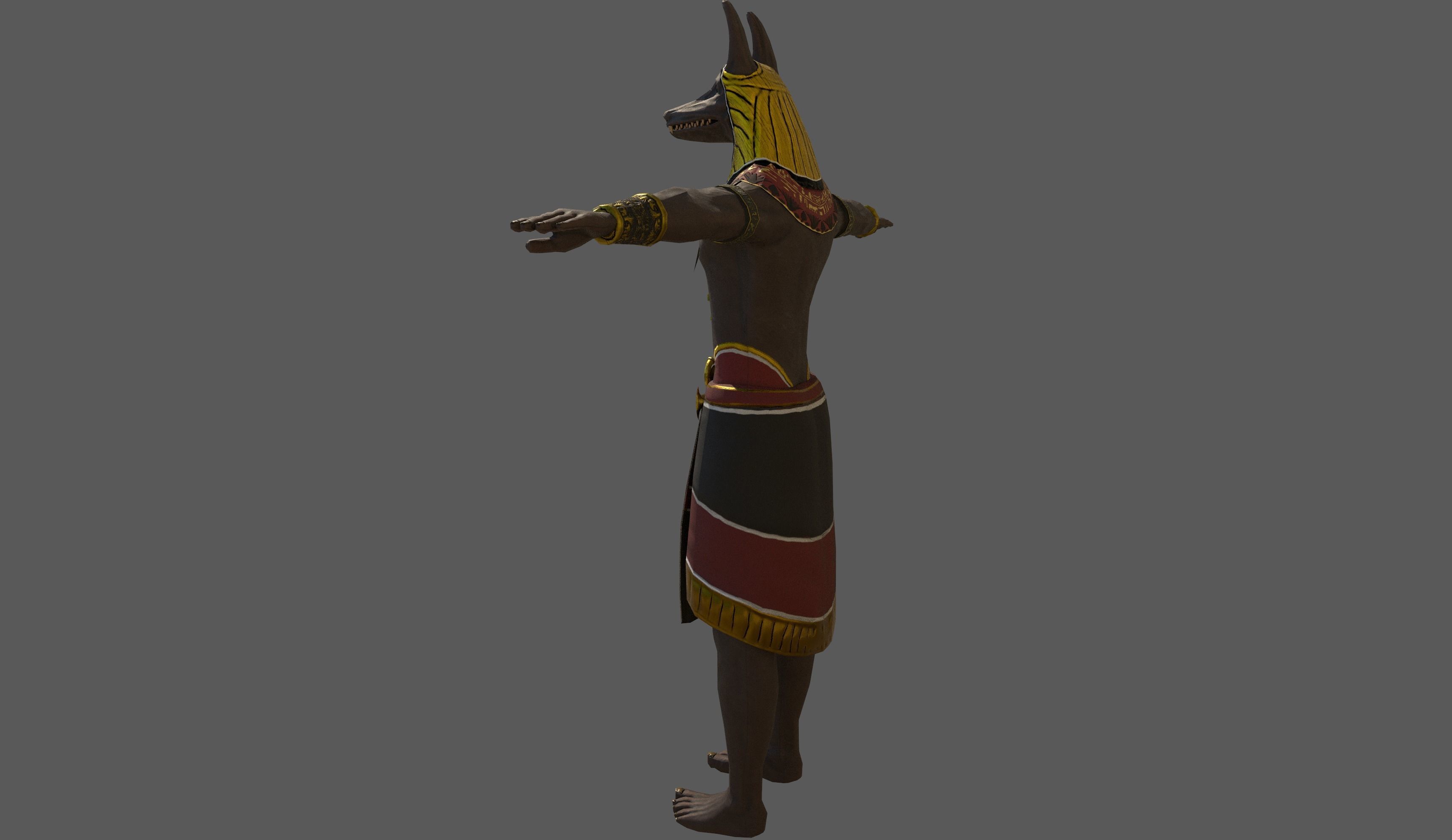 Anubis Fantasy Creature rigged and animated Low-poly 3D model_7