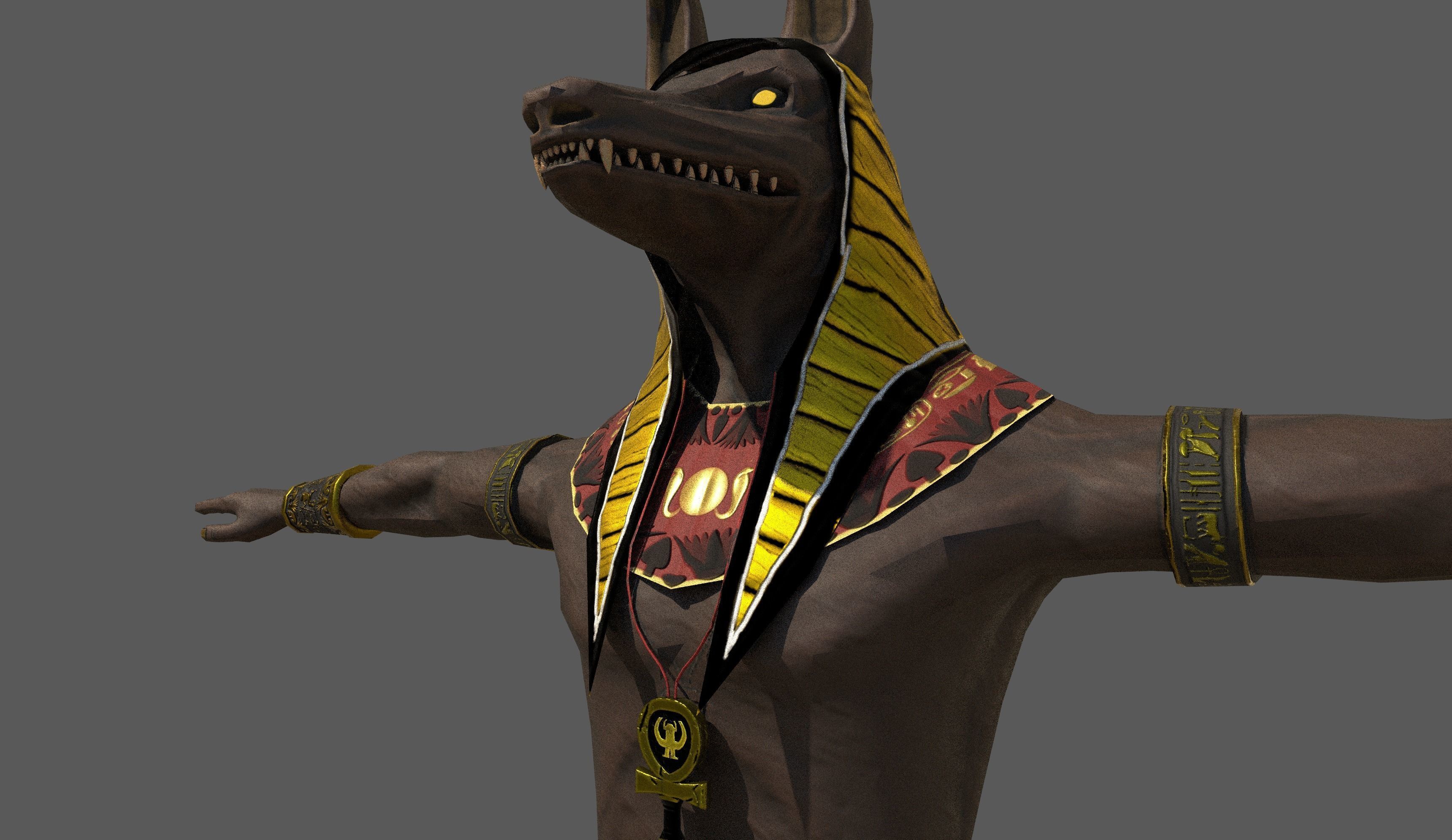 Anubis Fantasy Creature rigged and animated Low-poly 3D model_1
