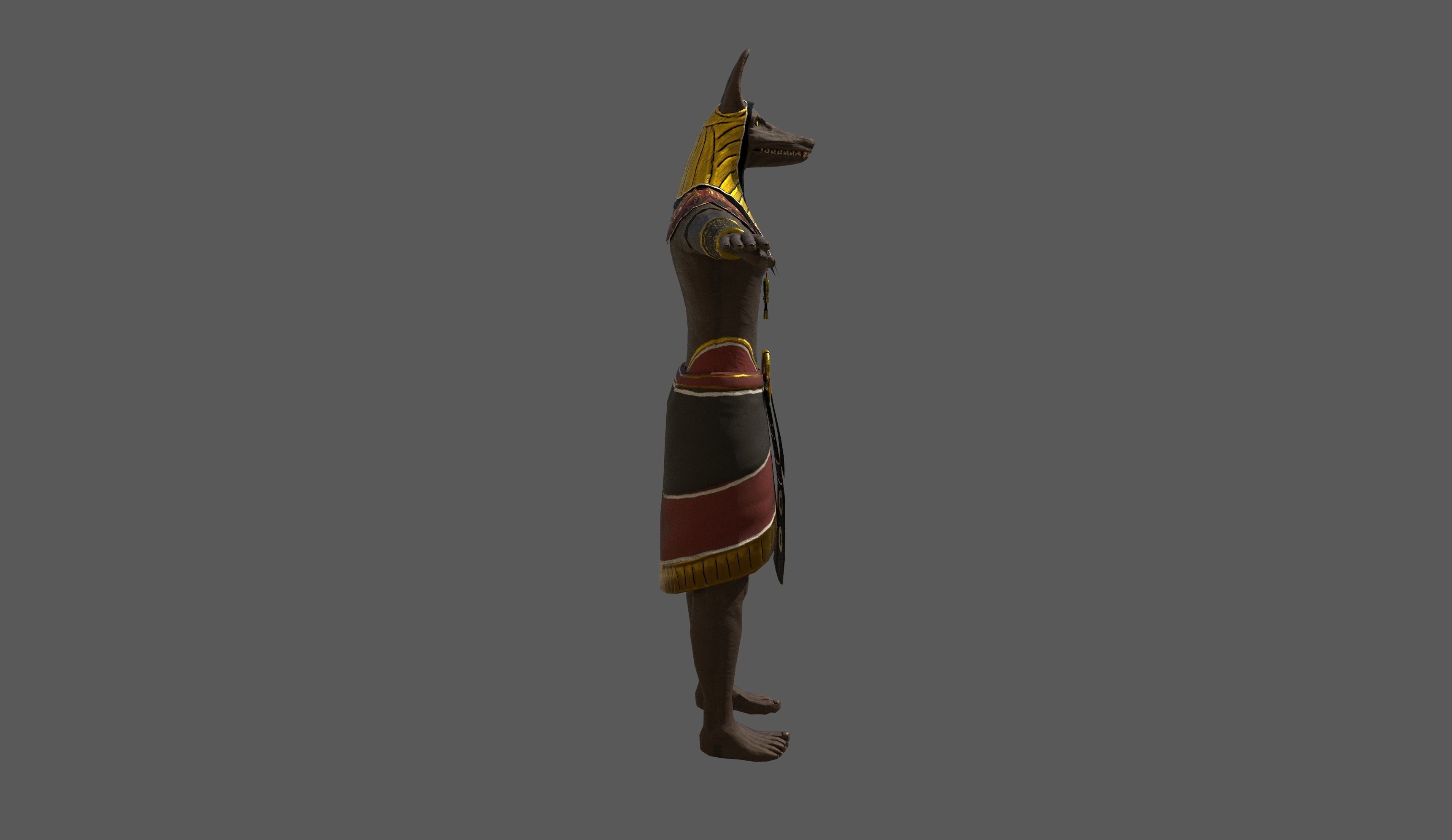 Anubis Fantasy Creature rigged and animated Low-poly 3D model_4